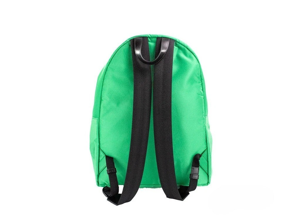 Elevate your style with the Versace Large Bright Green Nylon Fabric Medusa Shoulder Backpack, a fusion of luxury and functionality designed for the discerning individual.
