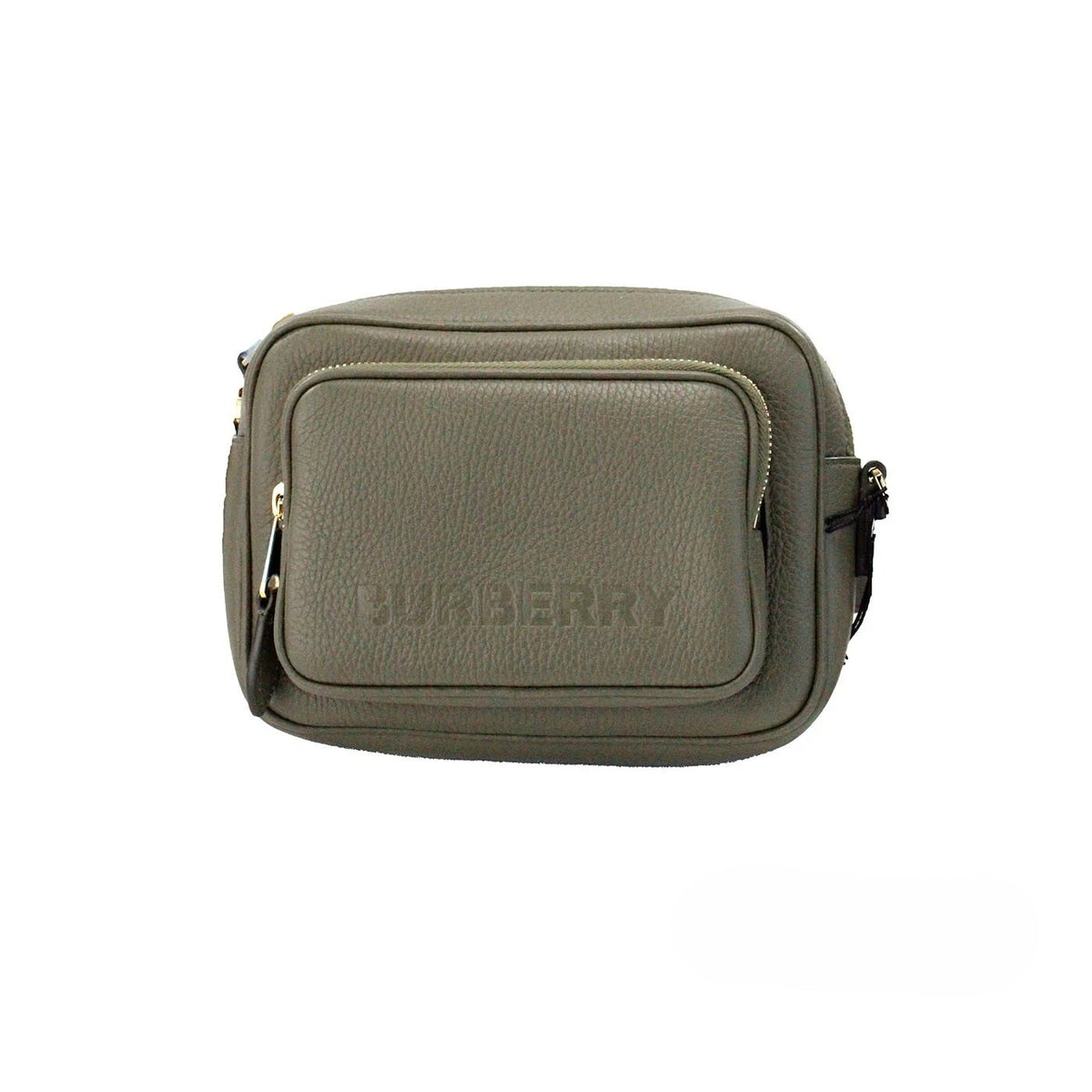 Elevate your style with the Burberry Small Branded Dark Fern Green Grainy Leather Camera Crossbody Bag, a perfect blend of luxury and practicality for the discerning individual.