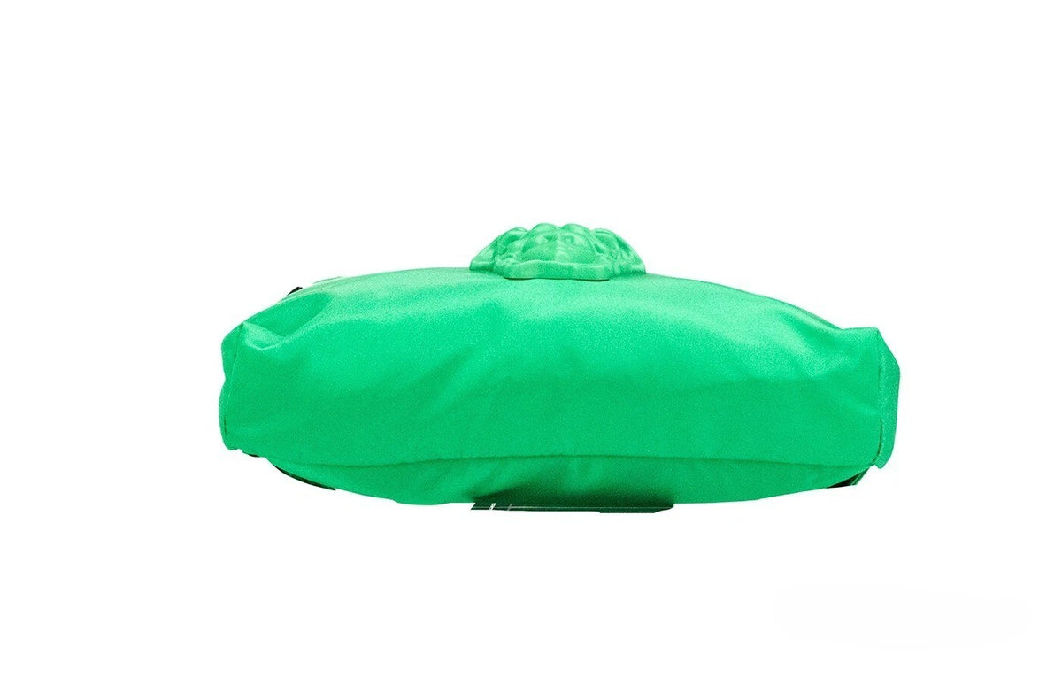 Elevate your style with the Versace Small Bright Green Nylon Matte Medusa Belt Bag, a luxurious fusion of vibrant design and impeccable craftsmanship for the discerning individual.