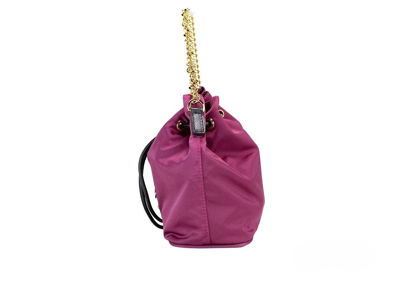 Indulge in the Versace Small Dahlia Nylon Medusa Pendant Bucket Bag, where exquisite craftsmanship meets vibrant elegance, perfect for elevating your sophisticated style.