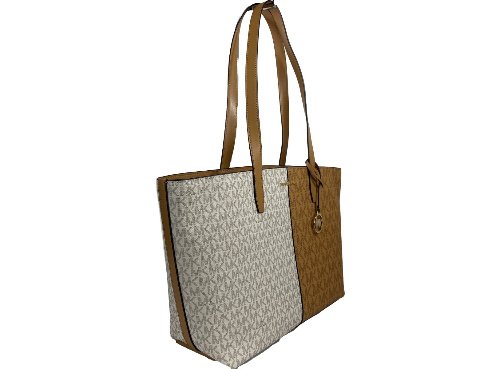 Elevate your style with the Michael Kors Medium Zip Top Tote Carryall Bag, a masterpiece of PVC and leather, embodying timeless elegance and sophisticated allure.