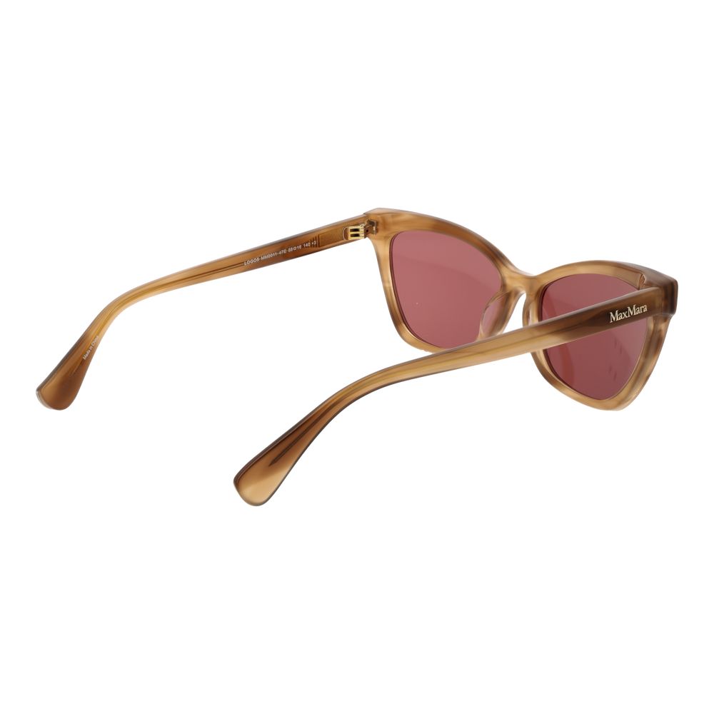 Indulge in the exquisite Max Mara Brown Acetate Sunglasses, where timeless cat-eye elegance meets luxurious pink lenses, embodying refined sophistication for discerning tastes.
