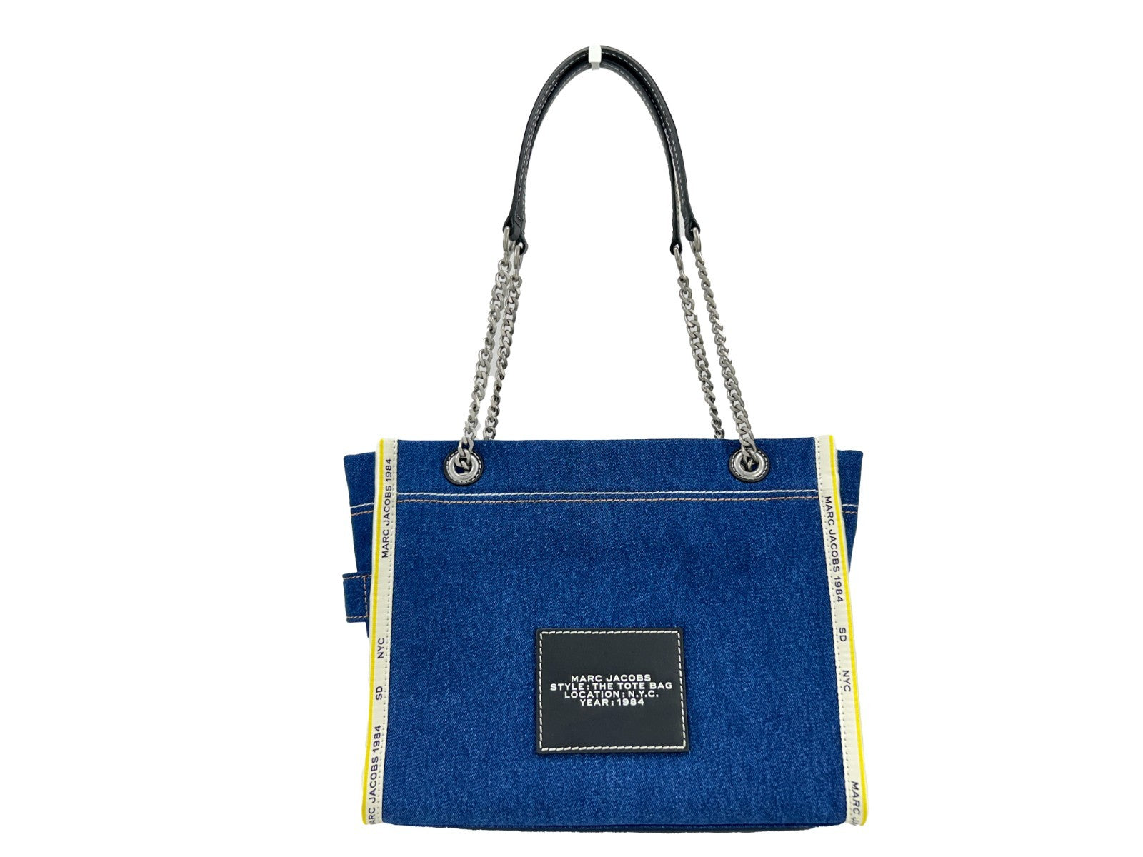 Discover the Marc Jacobs Denim Chain Medium Tote Bag, where premium denim meets exquisite craftsmanship, elevating your style with effortless sophistication and luxury.