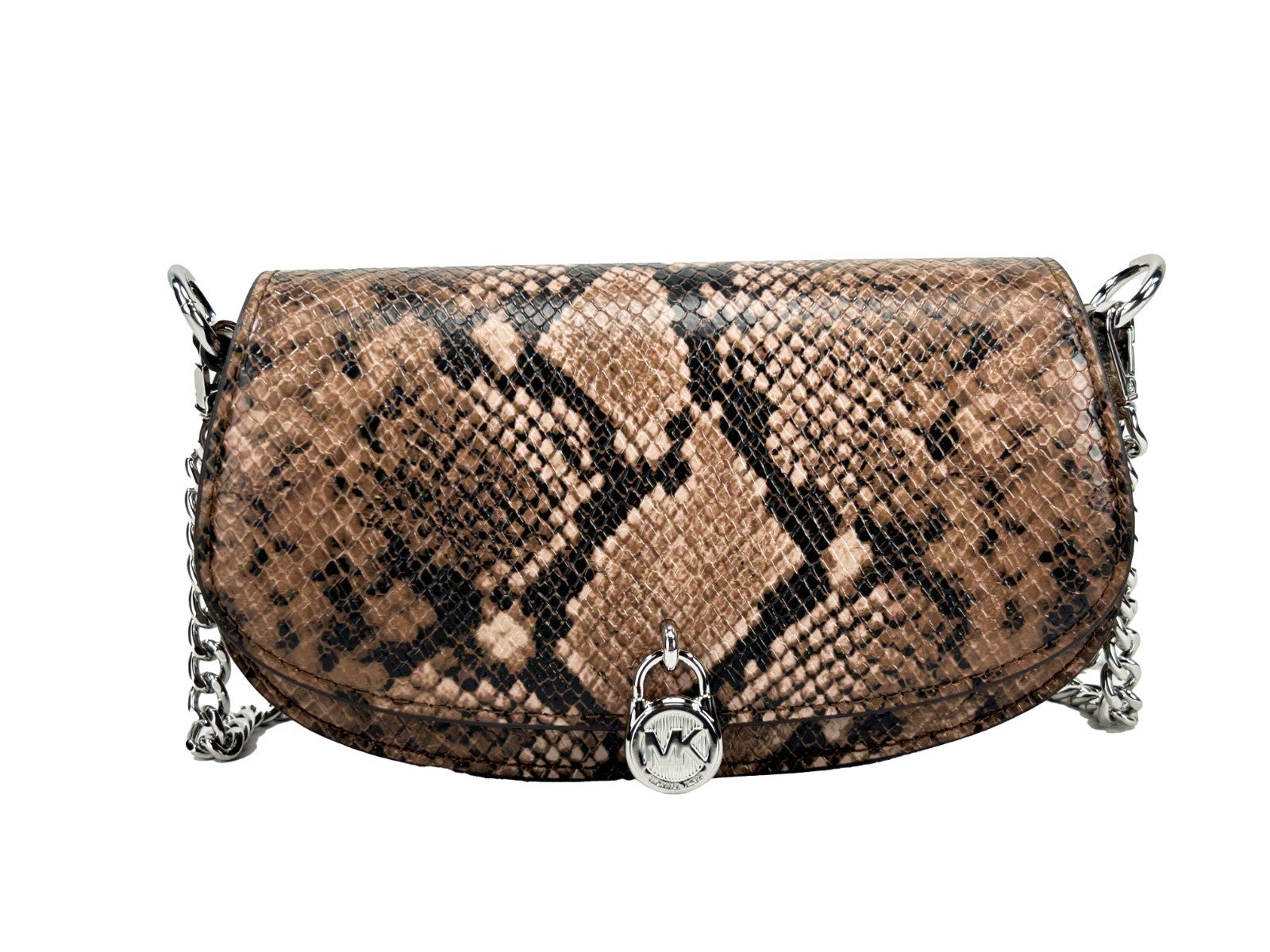 Indulge in the exquisite Michael Kors Mila Small Snakeskin Messenger Crossbody Bag, a 2023 masterpiece crafted in Italy, embodying timeless elegance and sophisticated allure.