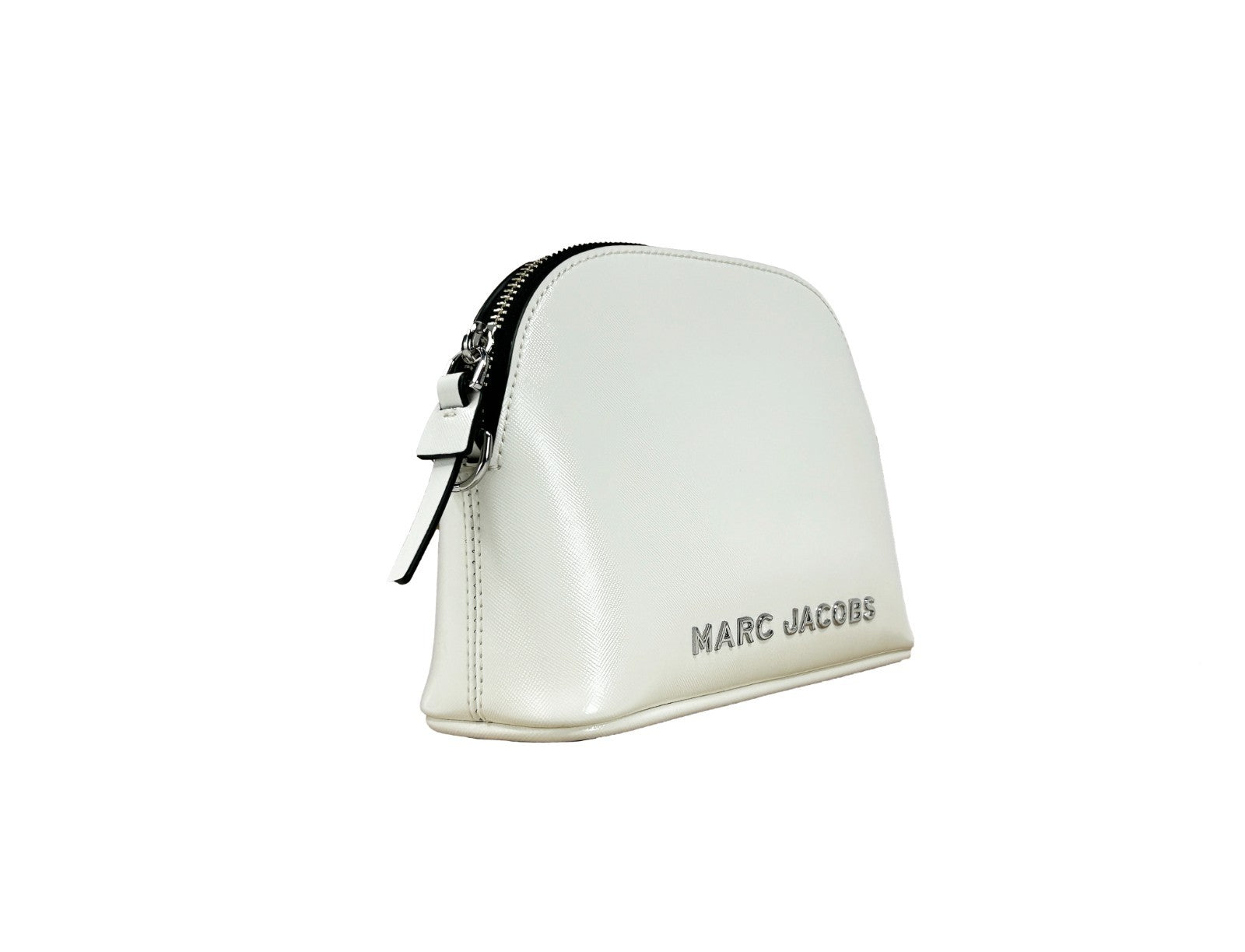 Experience the allure of the Marc Jacobs Small Leather Dome Crossbody Bag, crafted from exquisite patent leather, blending timeless elegance with modern sophistication.