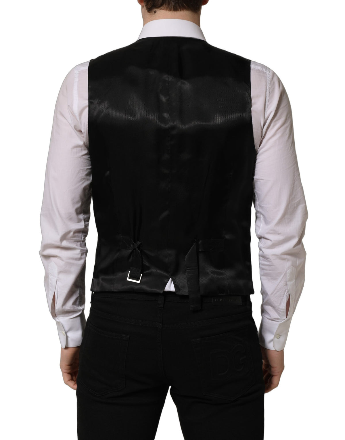 Dolce & Gabbana Black Wool Waistcoat Vest for Timeless Elegance