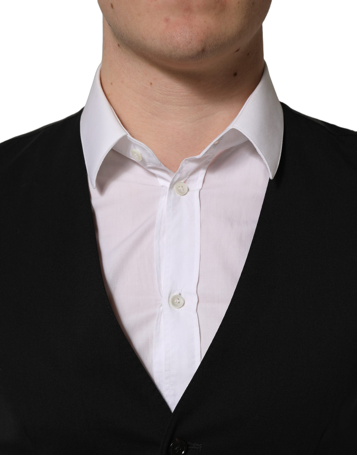 Dolce & Gabbana Black Wool Waistcoat Vest for Timeless Elegance