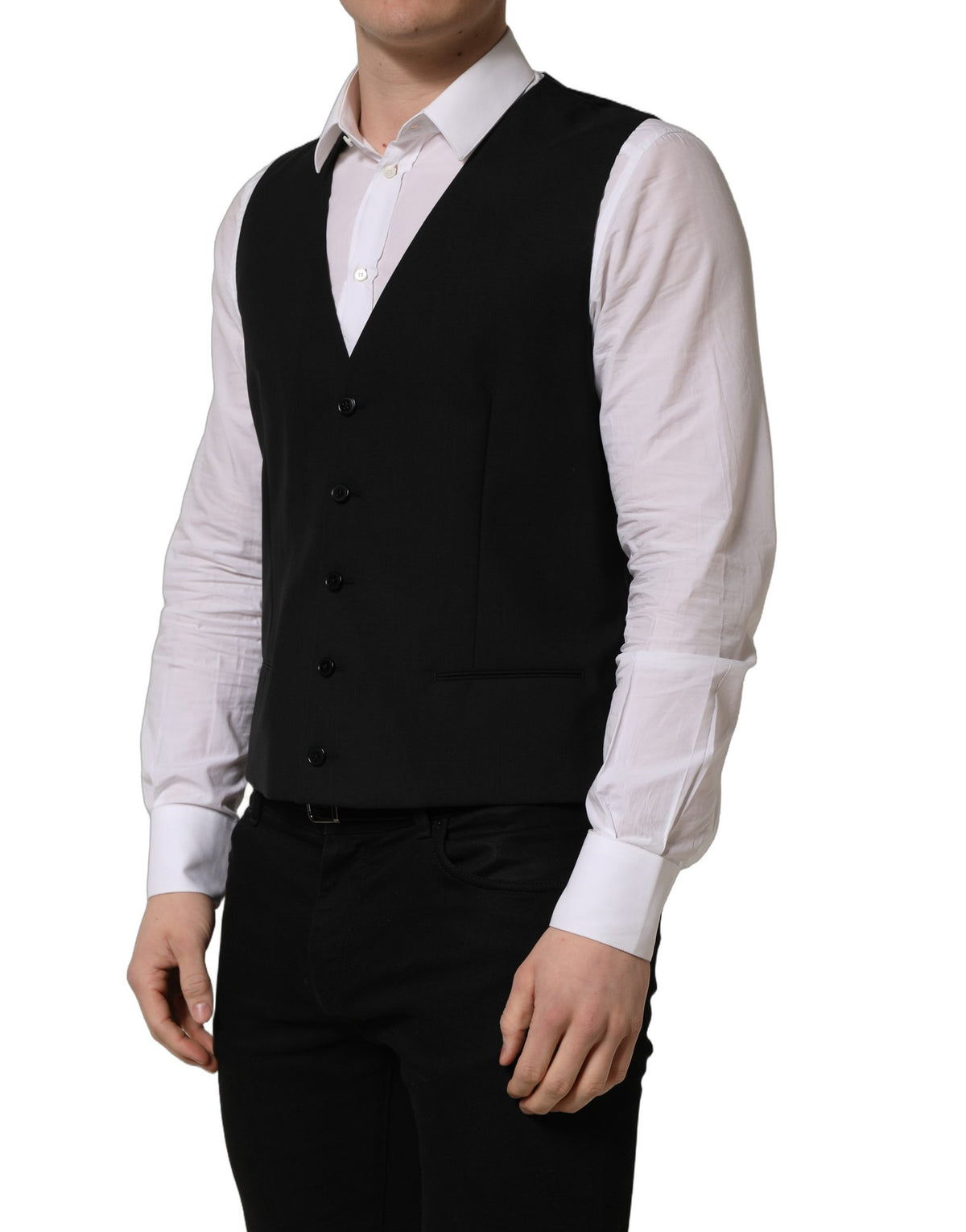 Dolce & Gabbana Black Wool Waistcoat Vest - Timeless Luxury