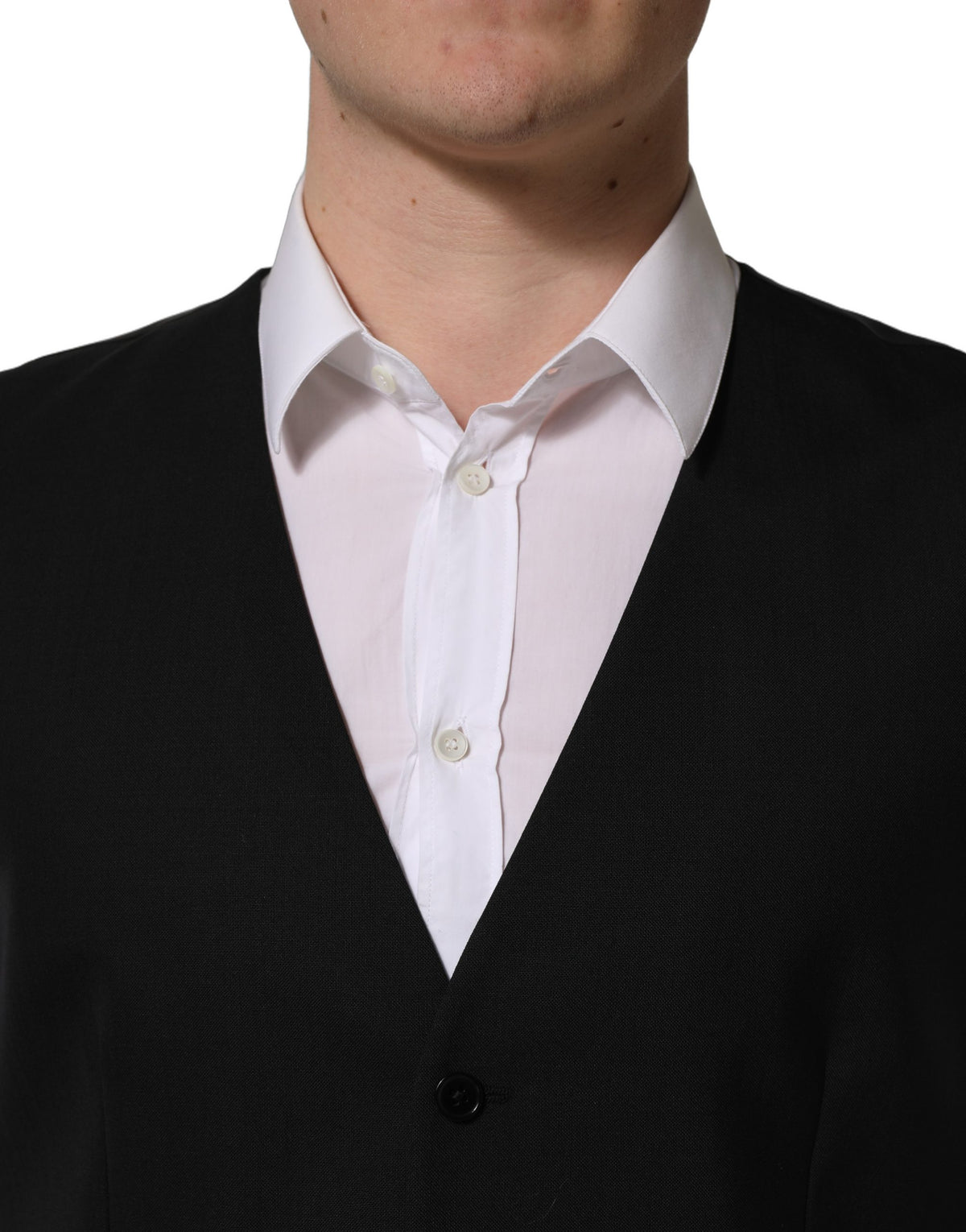 Dolce & Gabbana Black Wool Waistcoat Vest - Timeless Elegance