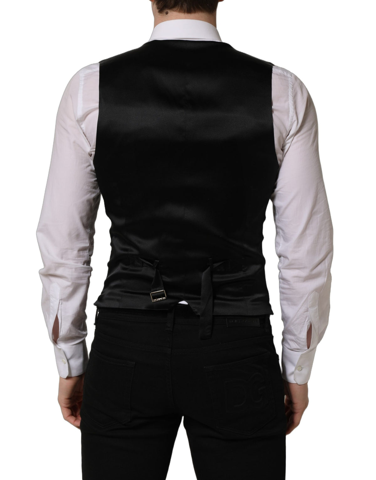 Dolce & Gabbana Black Wool Waistcoat Vest - Timeless Elegance