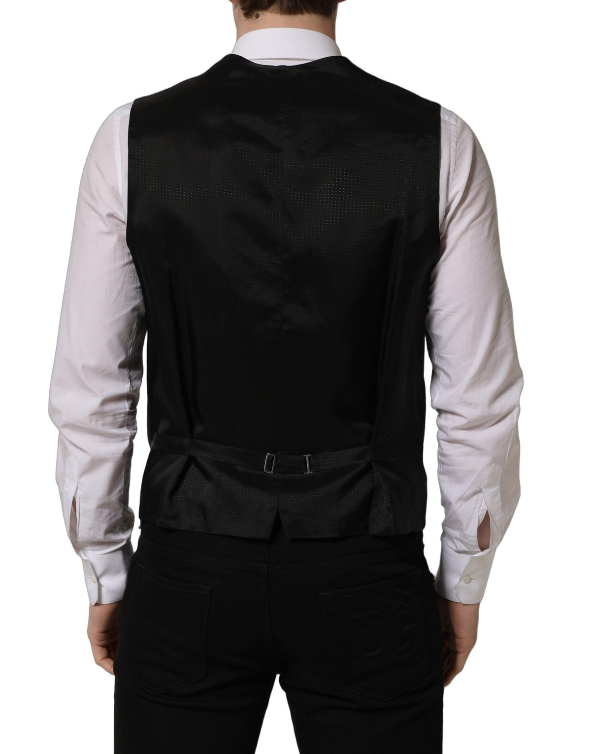 Dolce & Gabbana Black Wool Waistcoat Vest for Timeless Elegance