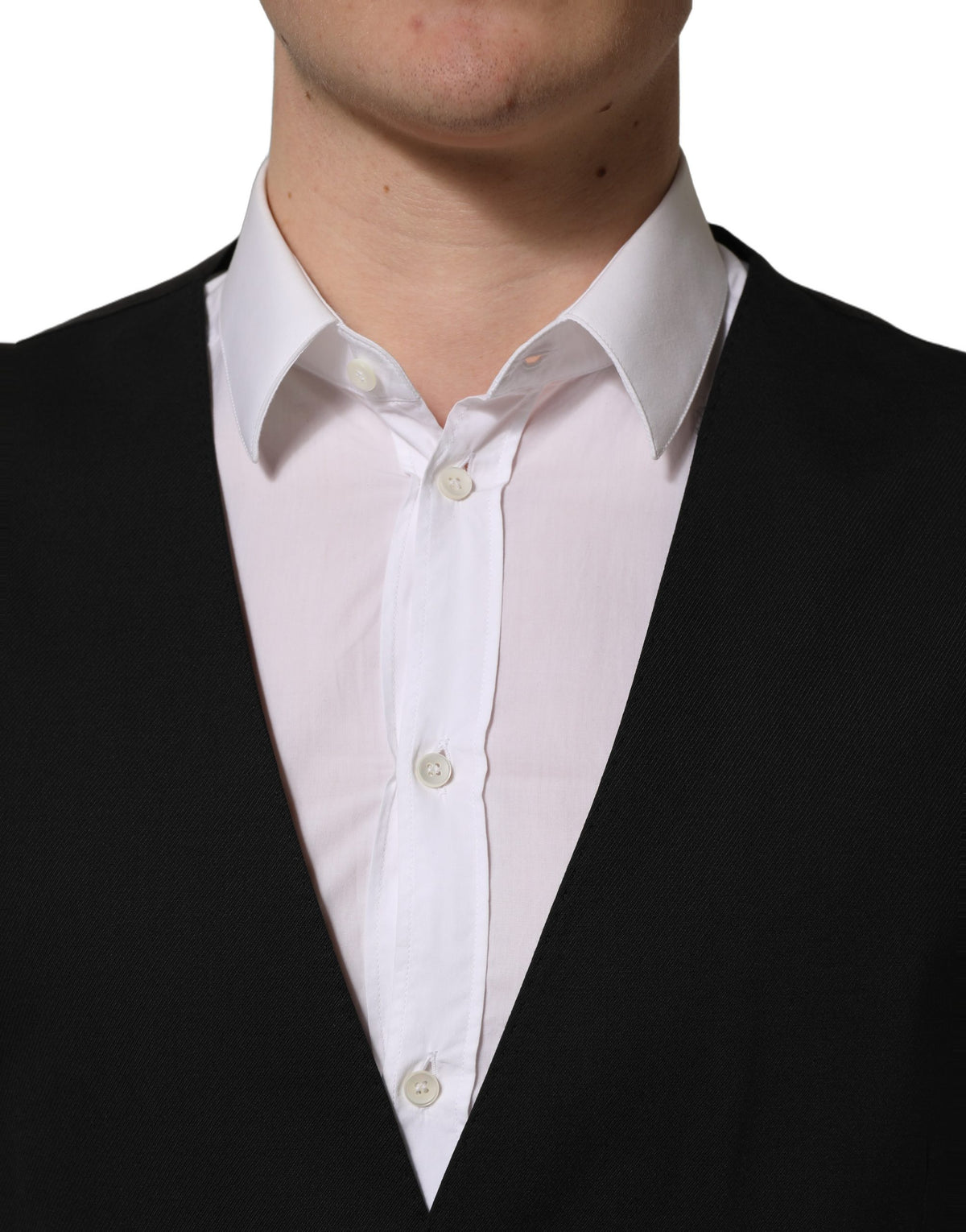 Dolce & Gabbana Black Wool Waistcoat Vest - Timeless Elegance