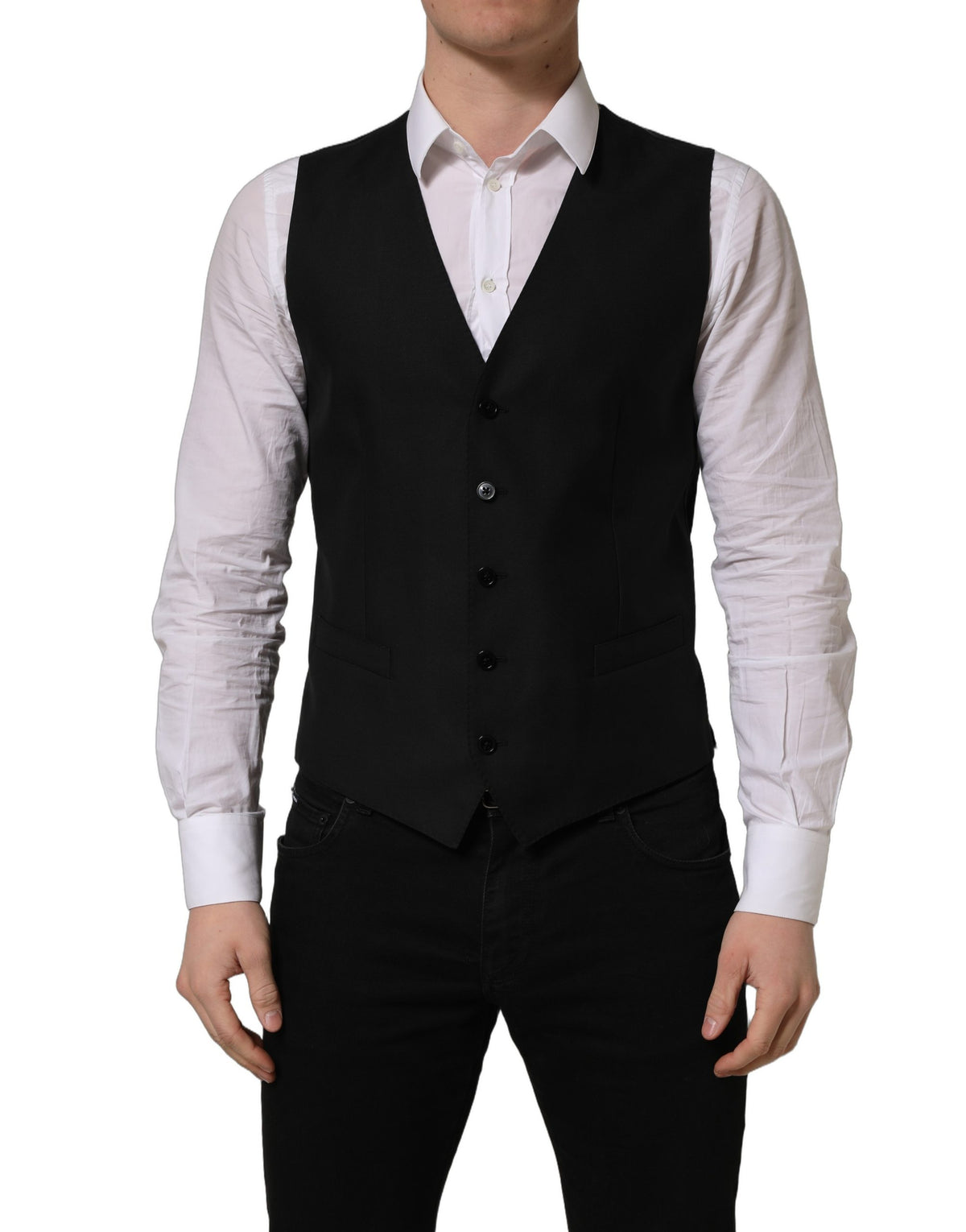 Dolce & Gabbana Black Wool Waistcoat Vest - Timeless Luxury