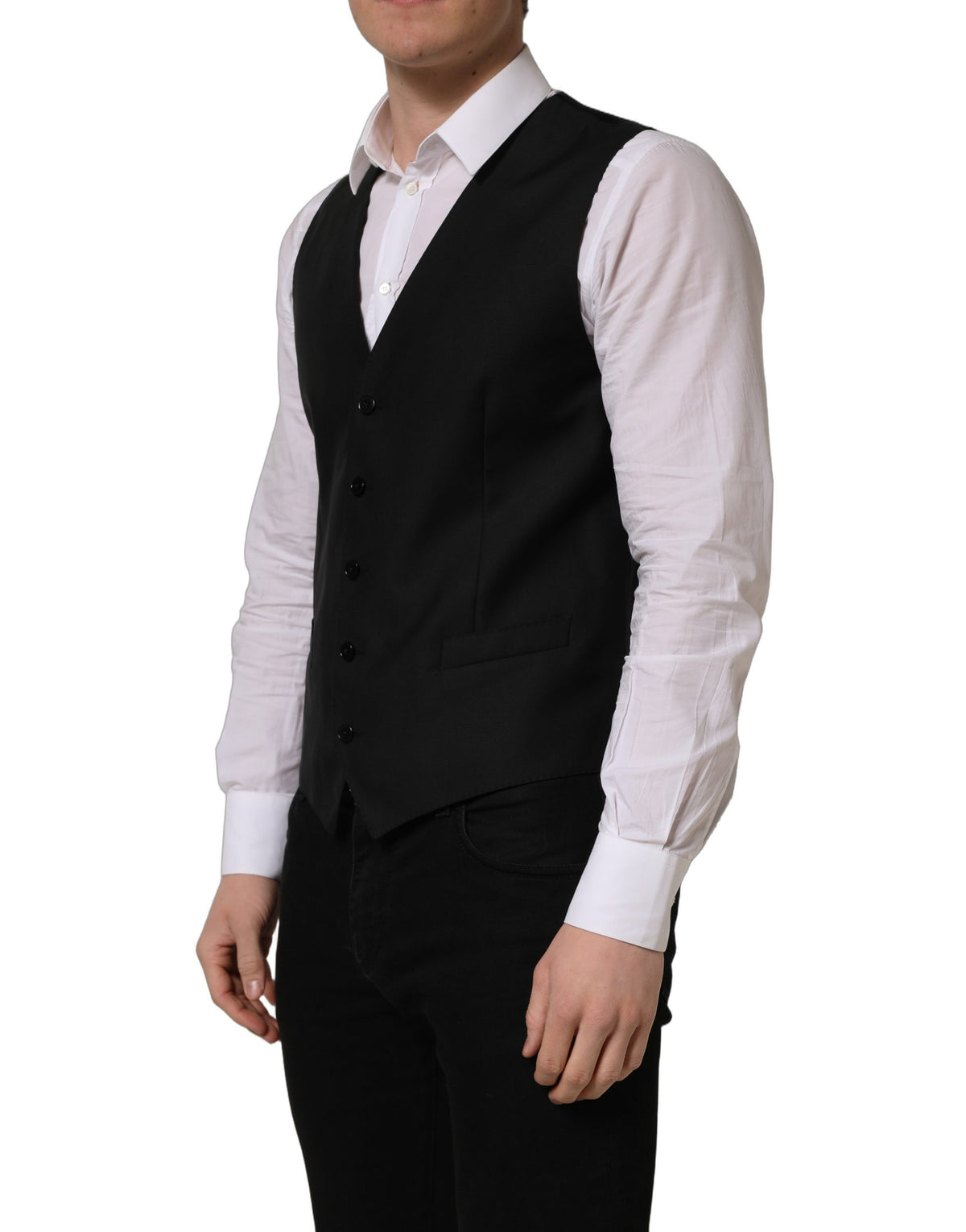 Dolce & Gabbana Black Wool Waistcoat Vest - Timeless Luxury