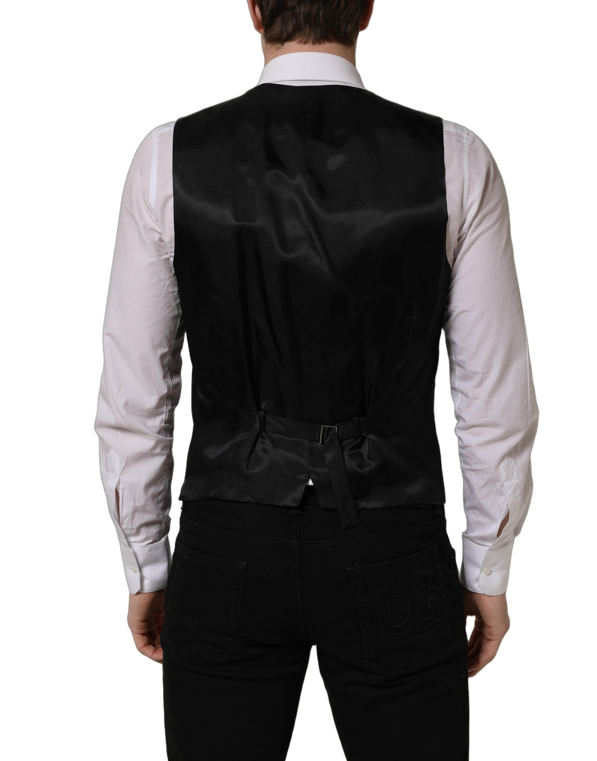 Dolce & Gabbana Black Wool Waistcoat Vest for Timeless Elegance