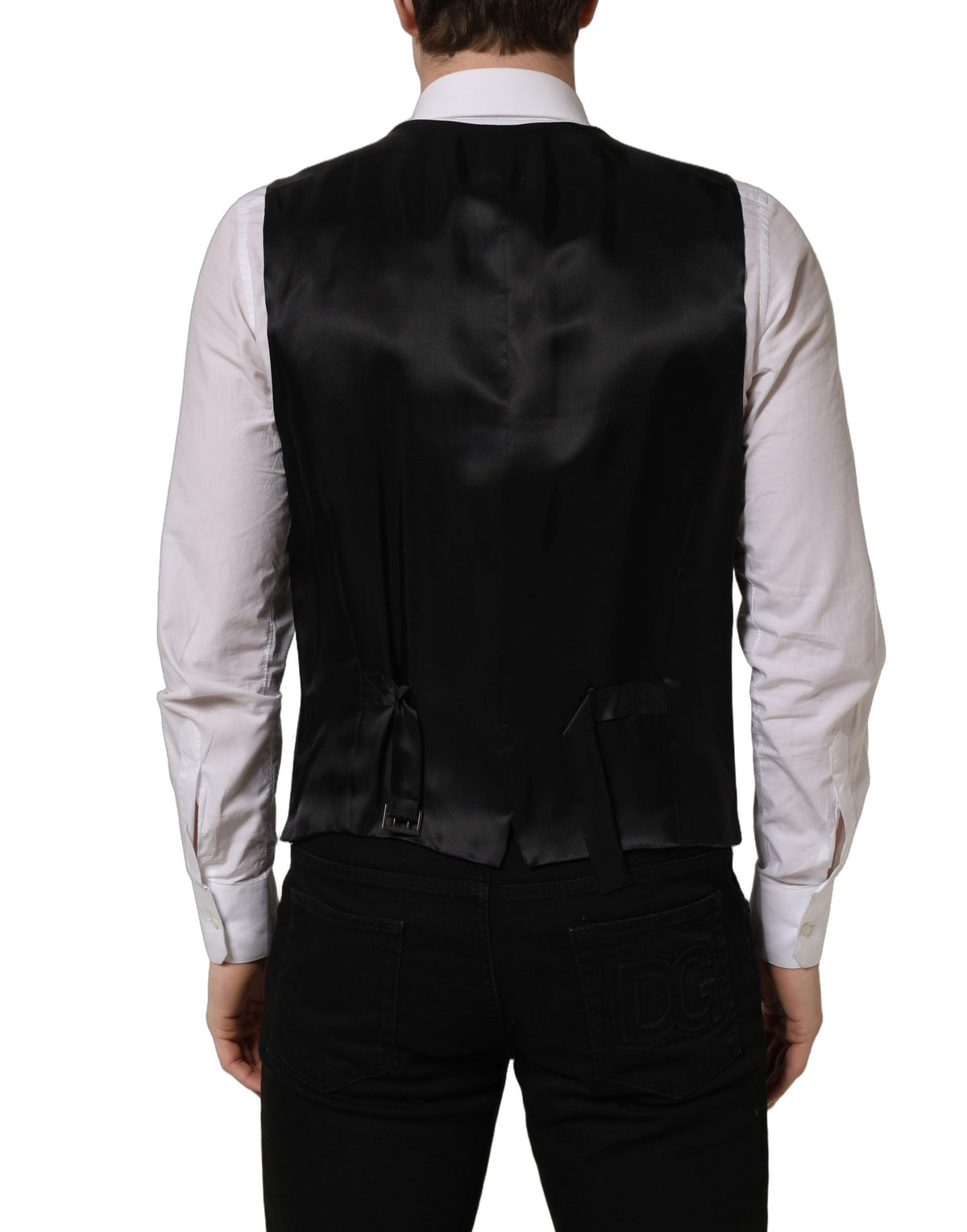 Dolce & Gabbana Black Wool Waistcoat Vest for Timeless Elegance