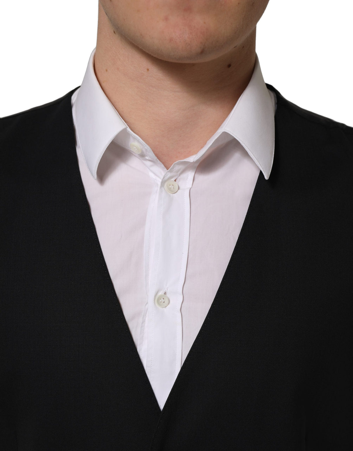 Dolce & Gabbana Black Wool Waistcoat Vest for Timeless Elegance