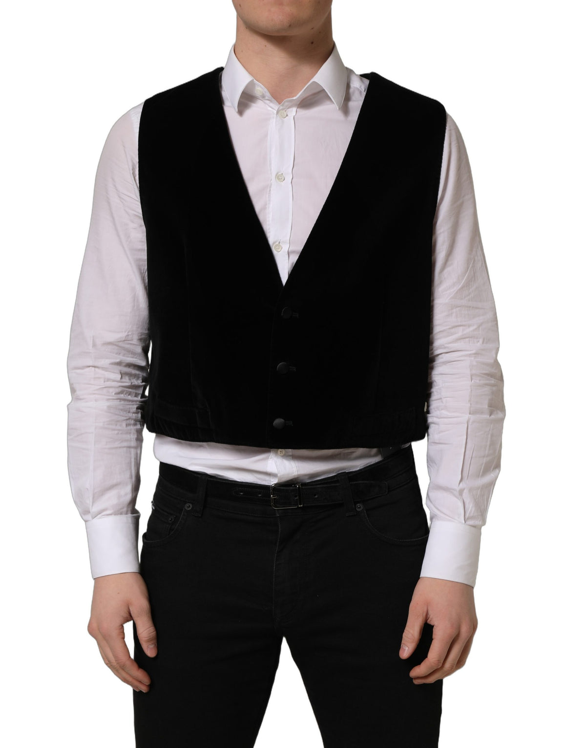 Dolce & Gabbana Black Cotton Waistcoat Vest - Timeless Elegance
