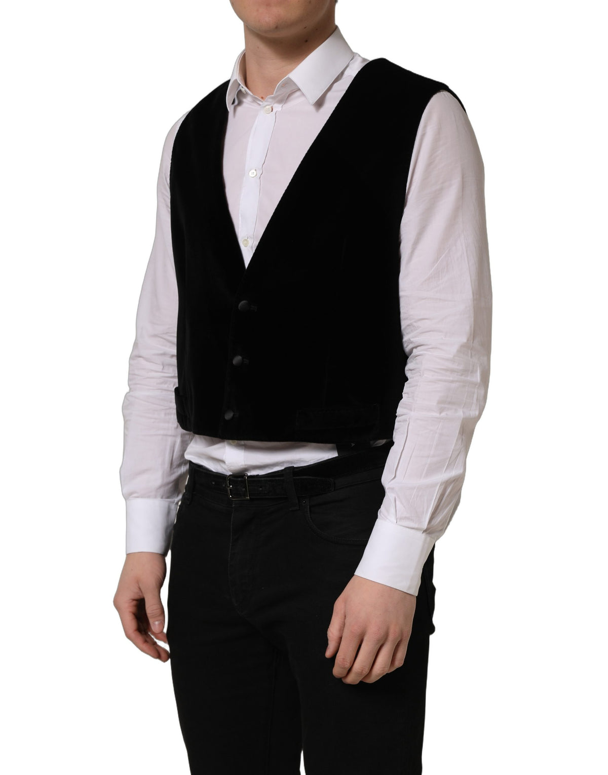 Dolce & Gabbana Black Cotton Waistcoat Vest - Timeless Elegance