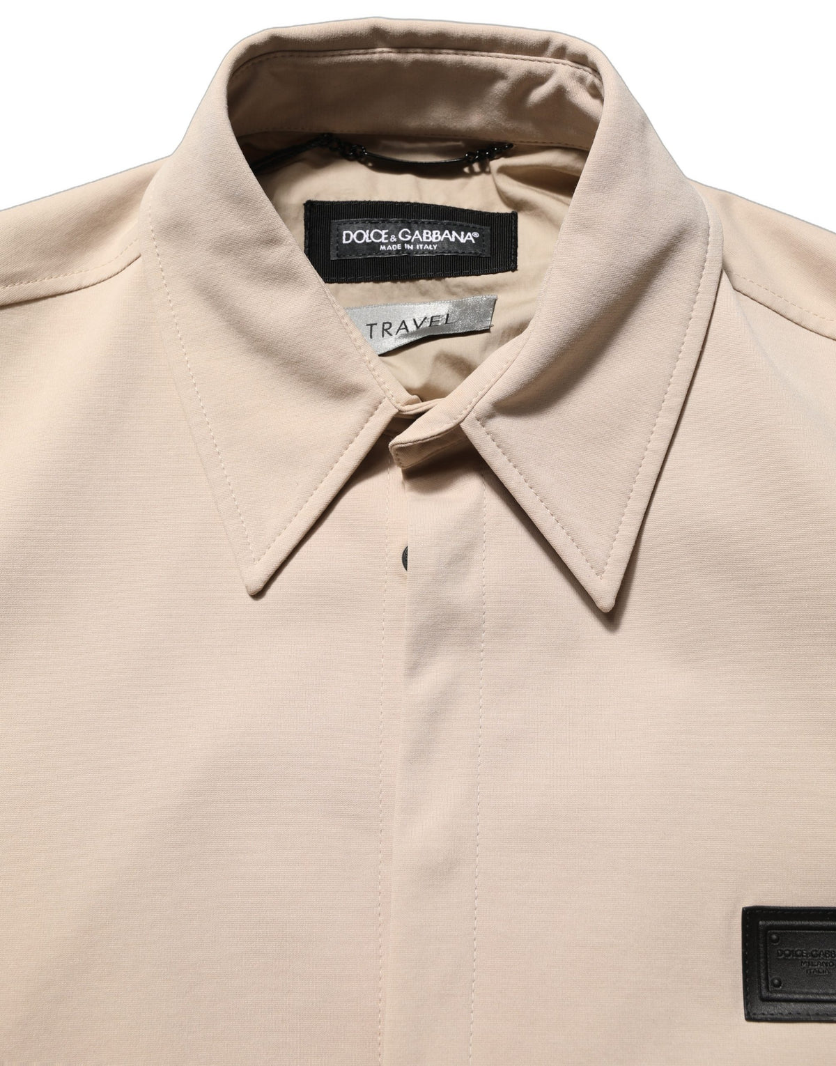 Dolce & Gabbana Beige Logo Overshirt, Luxurious Cotton Elegance