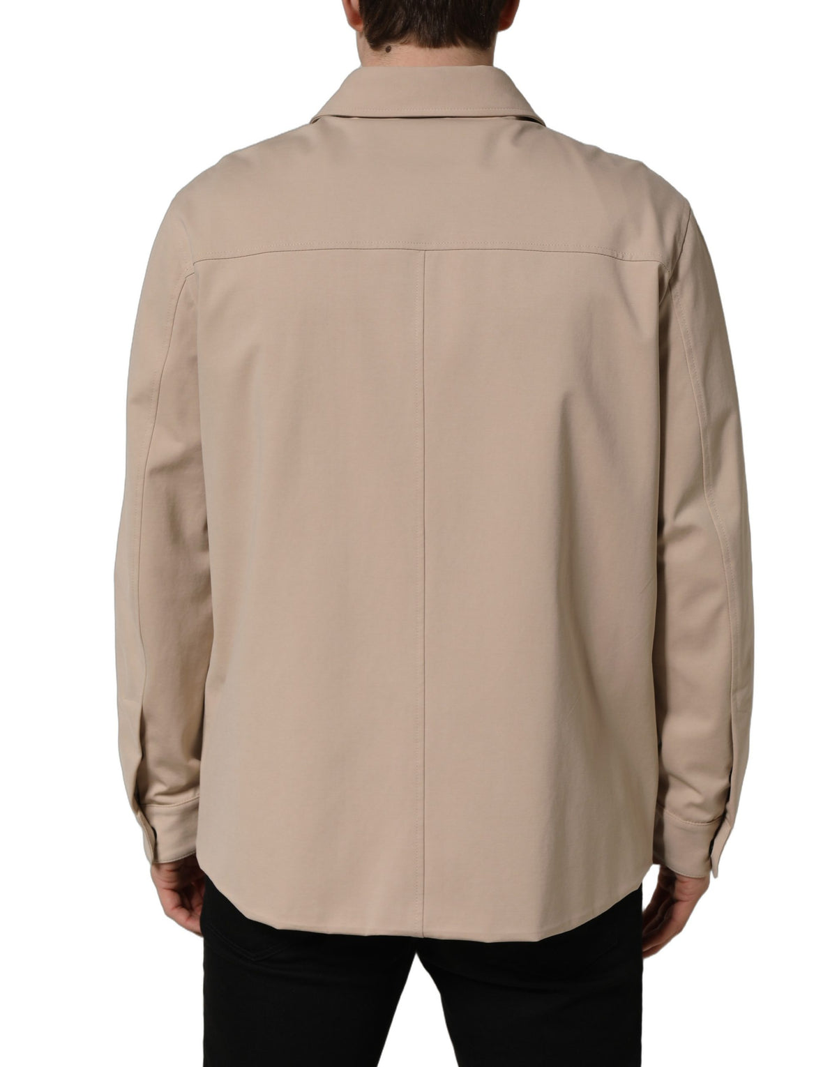 Dolce & Gabbana Beige Logo Overshirt, Luxurious Cotton Elegance