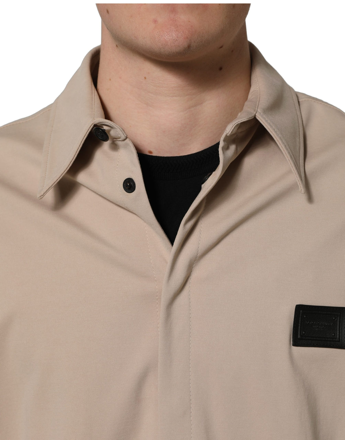 Dolce & Gabbana Beige Logo Overshirt - Timeless Luxury Elegance