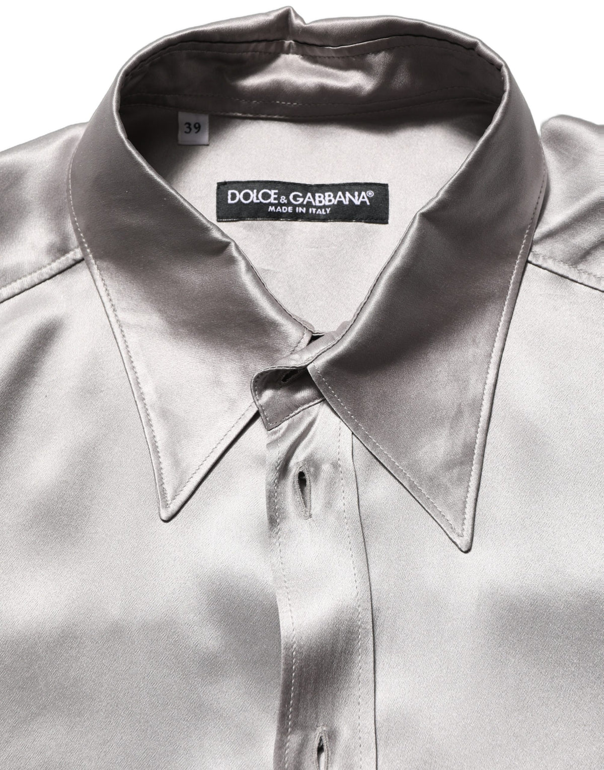 Dolce & Gabbana Metallic Grey Silk Dress Shirt - Timeless Luxury