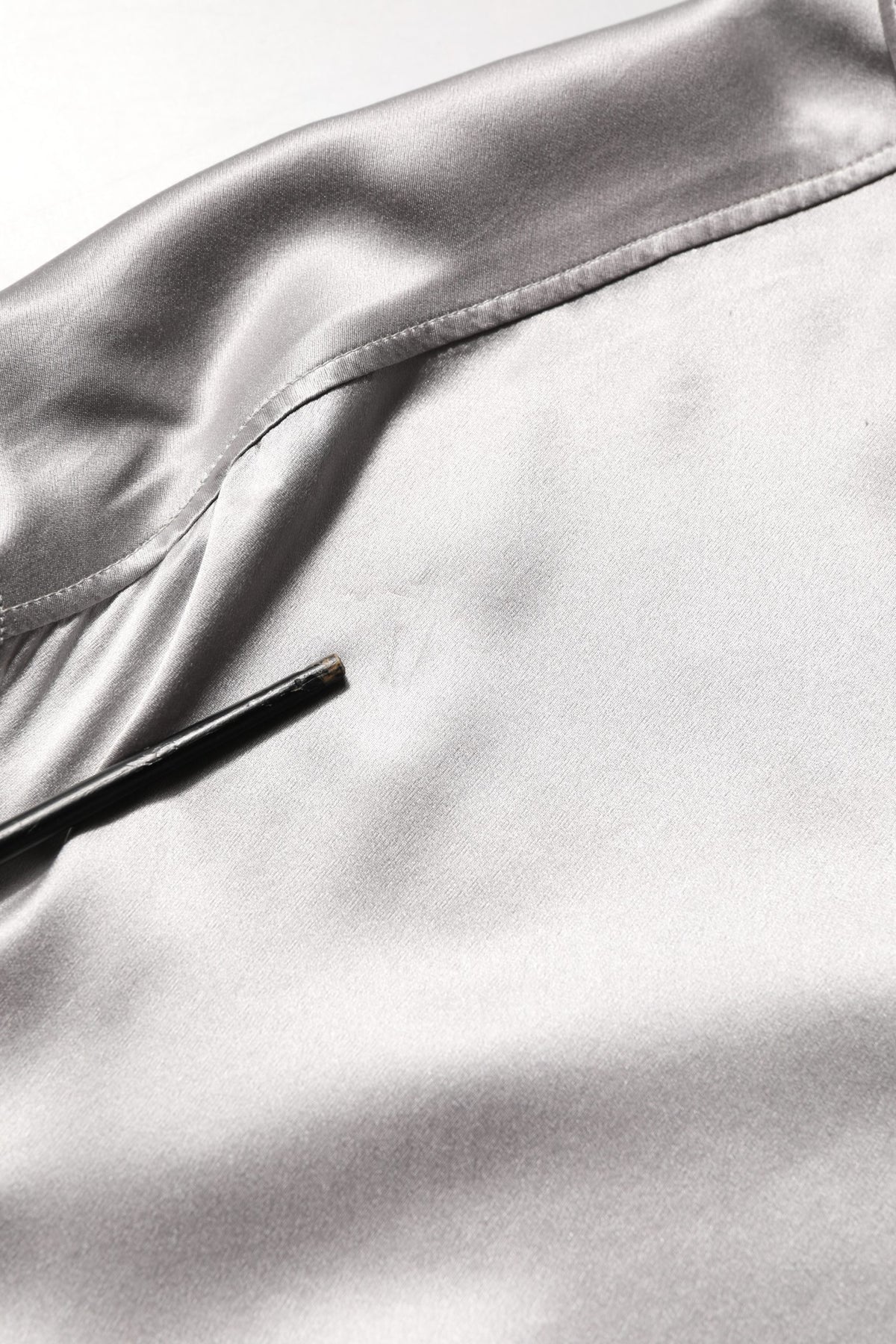 Dolce & Gabbana Metallic Grey Silk Dress Shirt - Couture Elegance