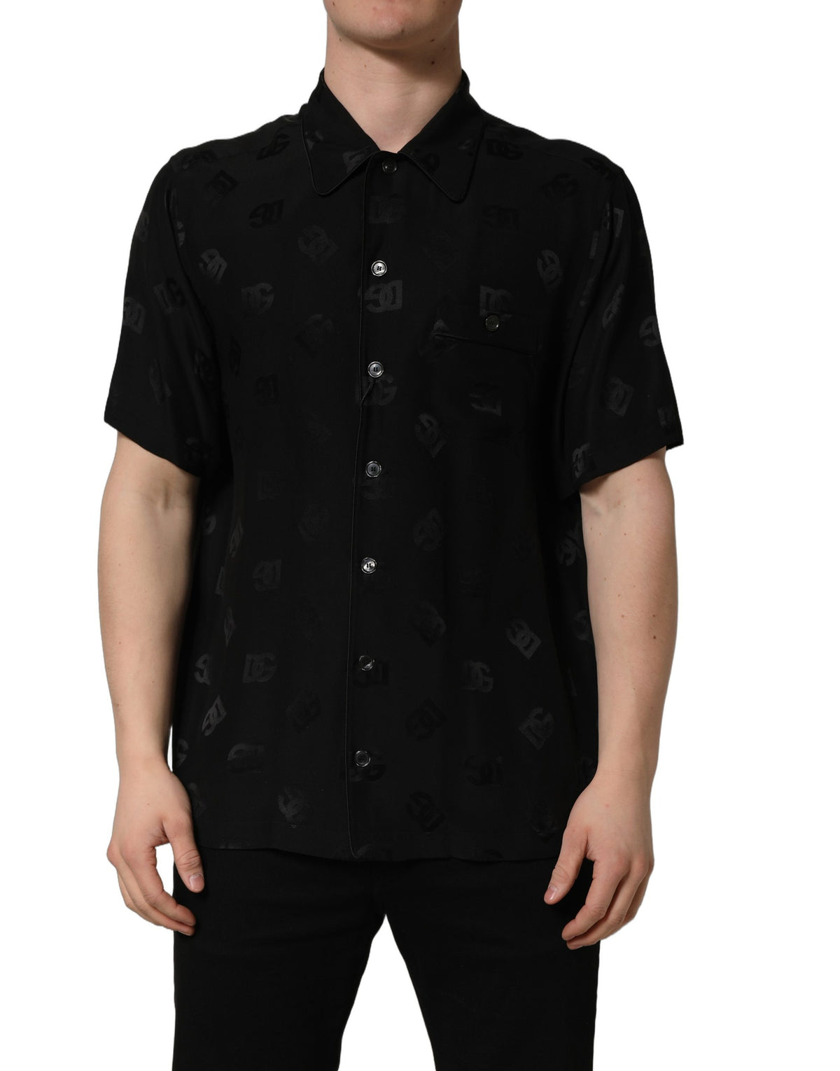 Dolce & Gabbana Black Silk Logo Monogram Shirt for Timeless Elegance