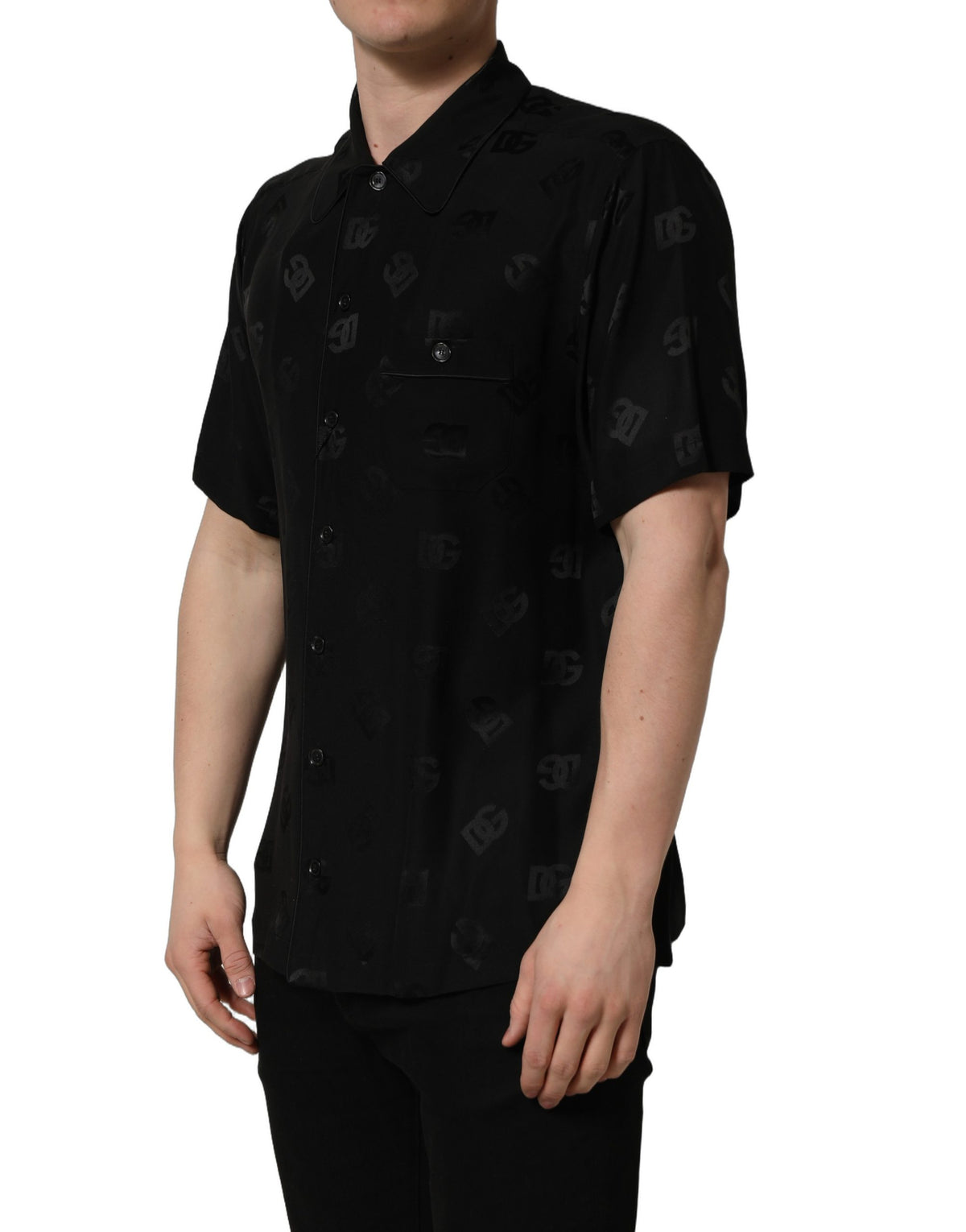 Dolce & Gabbana Silk Black Logo Monogram Shirt - Timeless Elegance