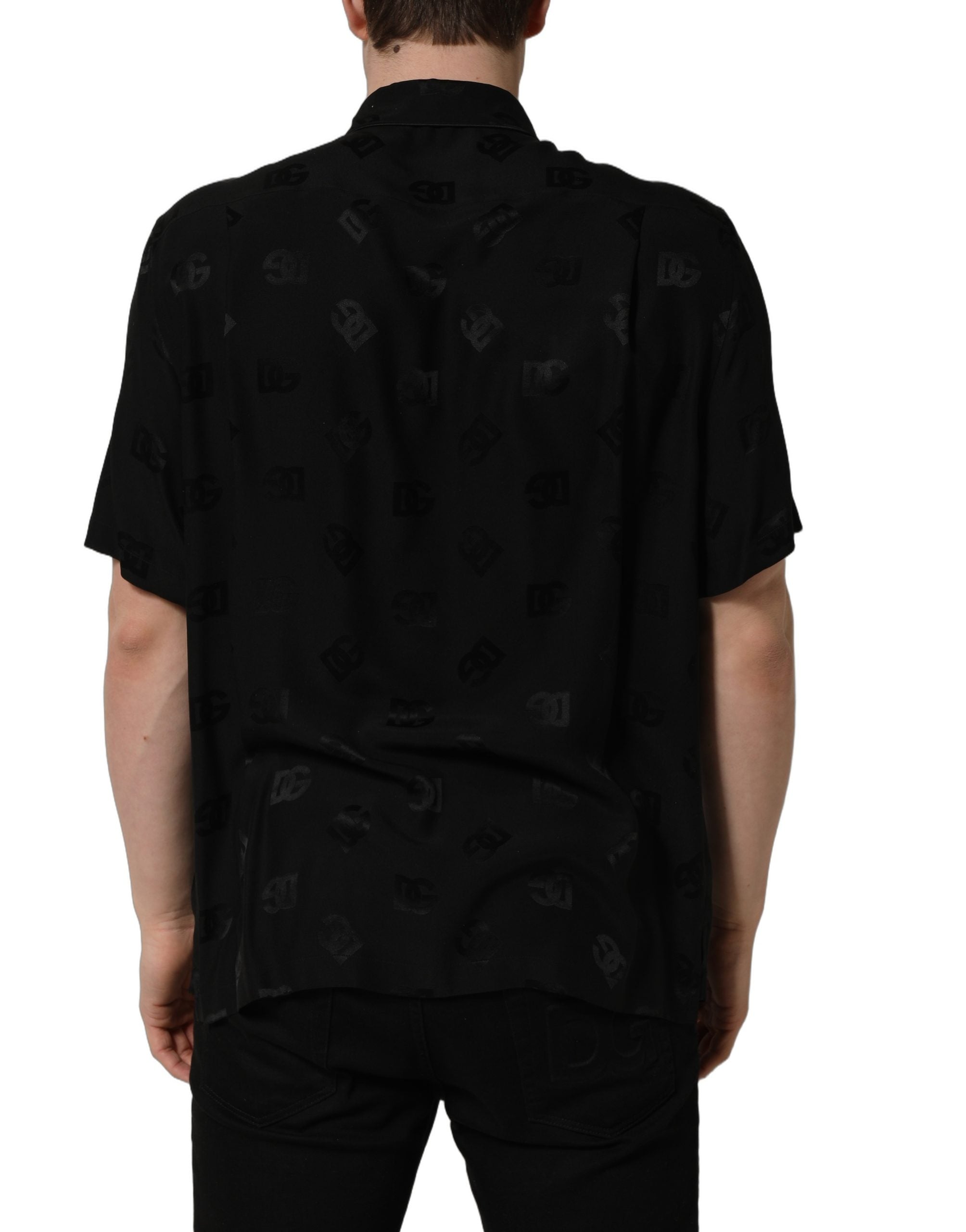 Dolce & Gabbana Black Silk Logo Monogram Shirt for Timeless Elegance