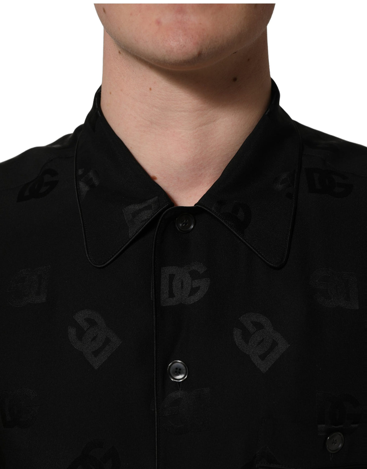 Dolce & Gabbana Black Logo Monogram Silk Shirt - Timeless Elegance