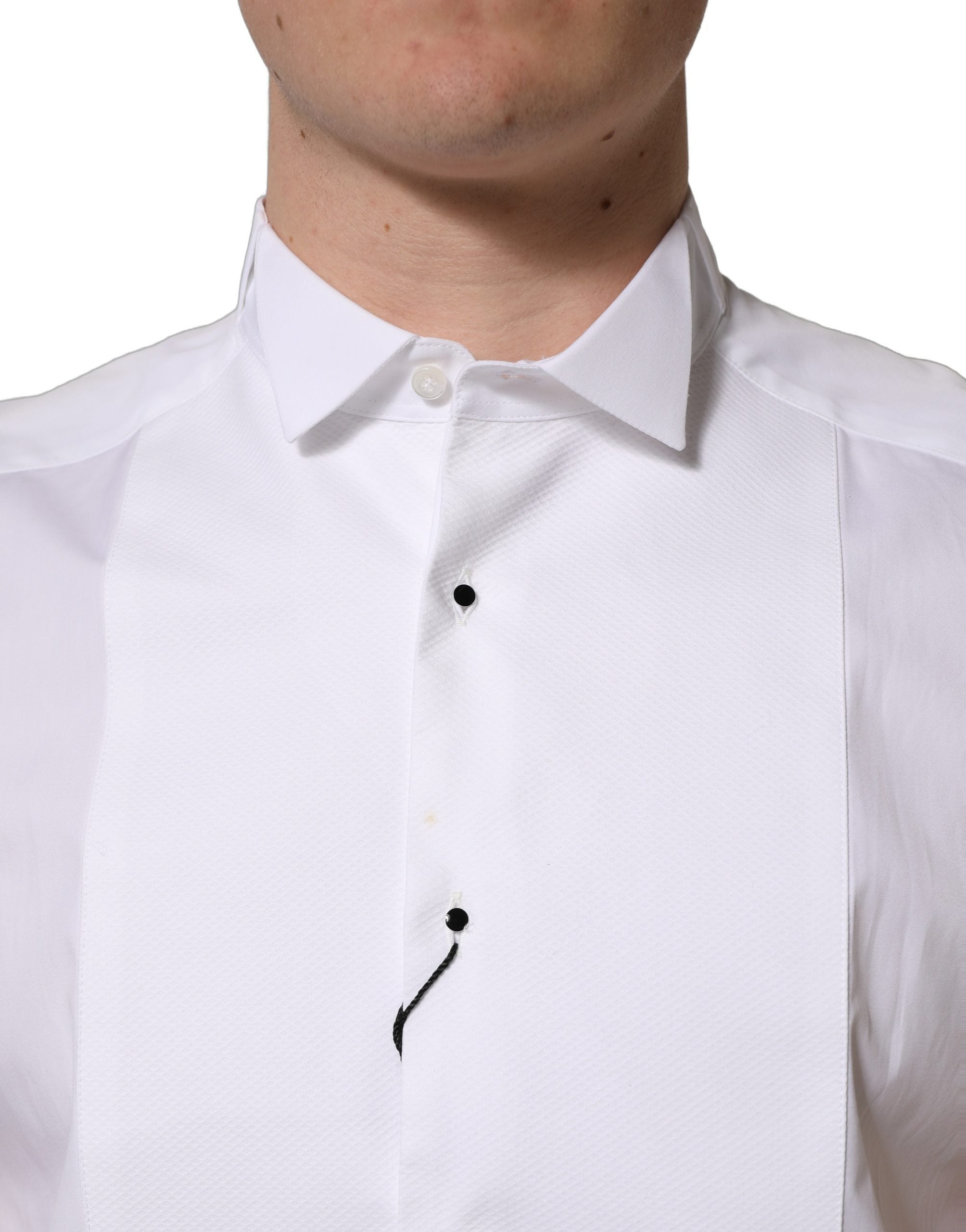 Dolce & Gabbana White Cotton MARTINI Sleeveless Dress Shirt