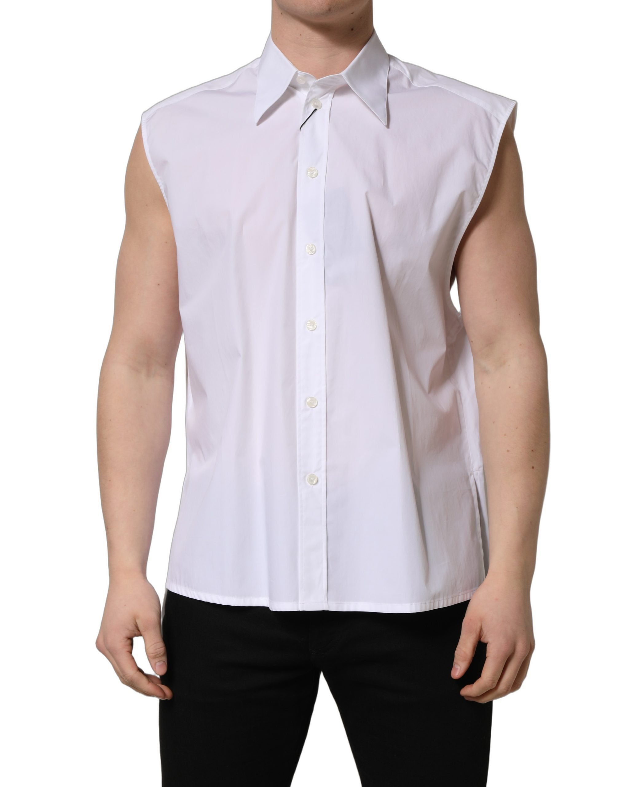 Dolce & Gabbana Cotton Sleeveless Dress Shirt - Timeless Elegance