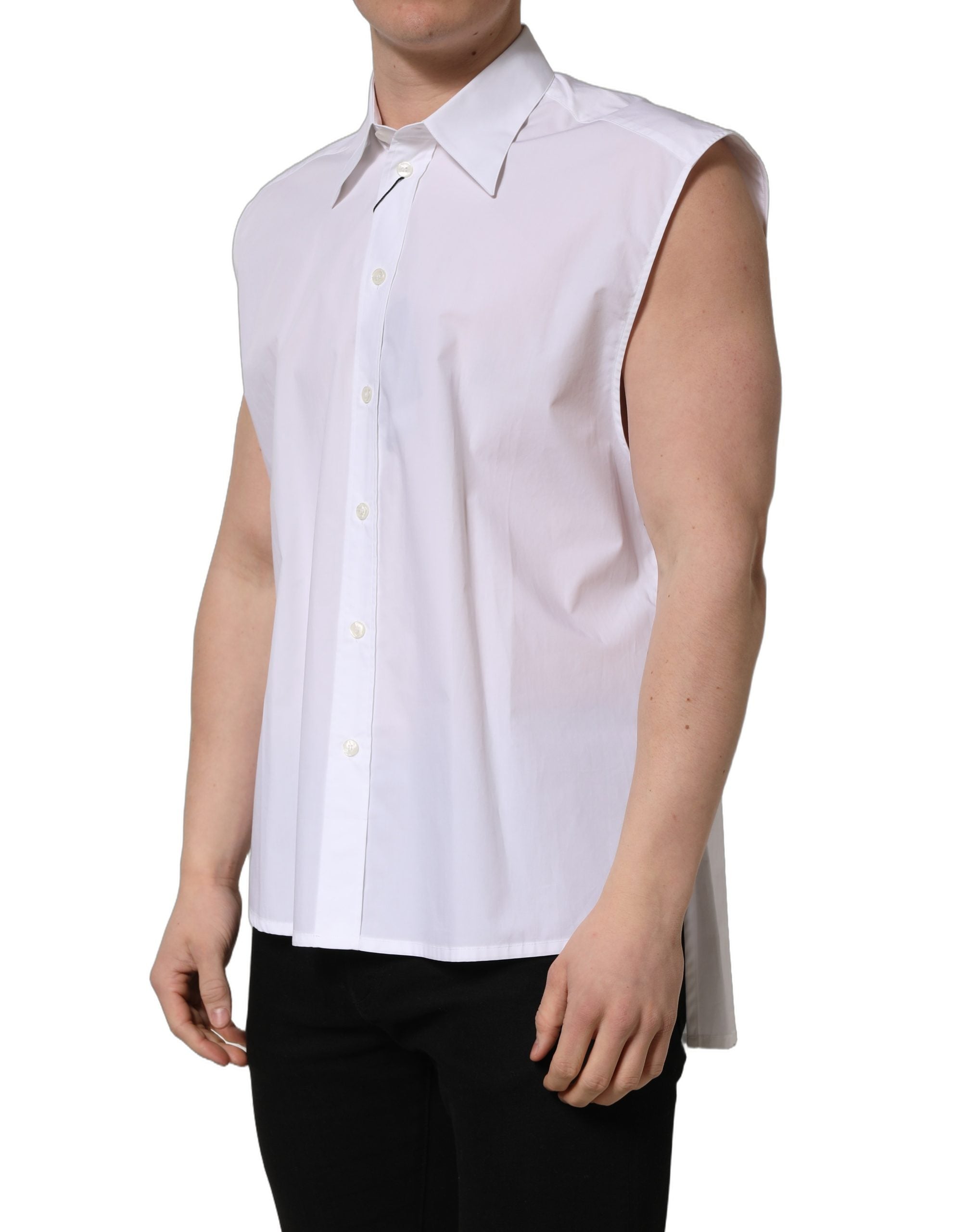 Dolce & Gabbana Cotton Sleeveless Dress Shirt - Timeless Elegance