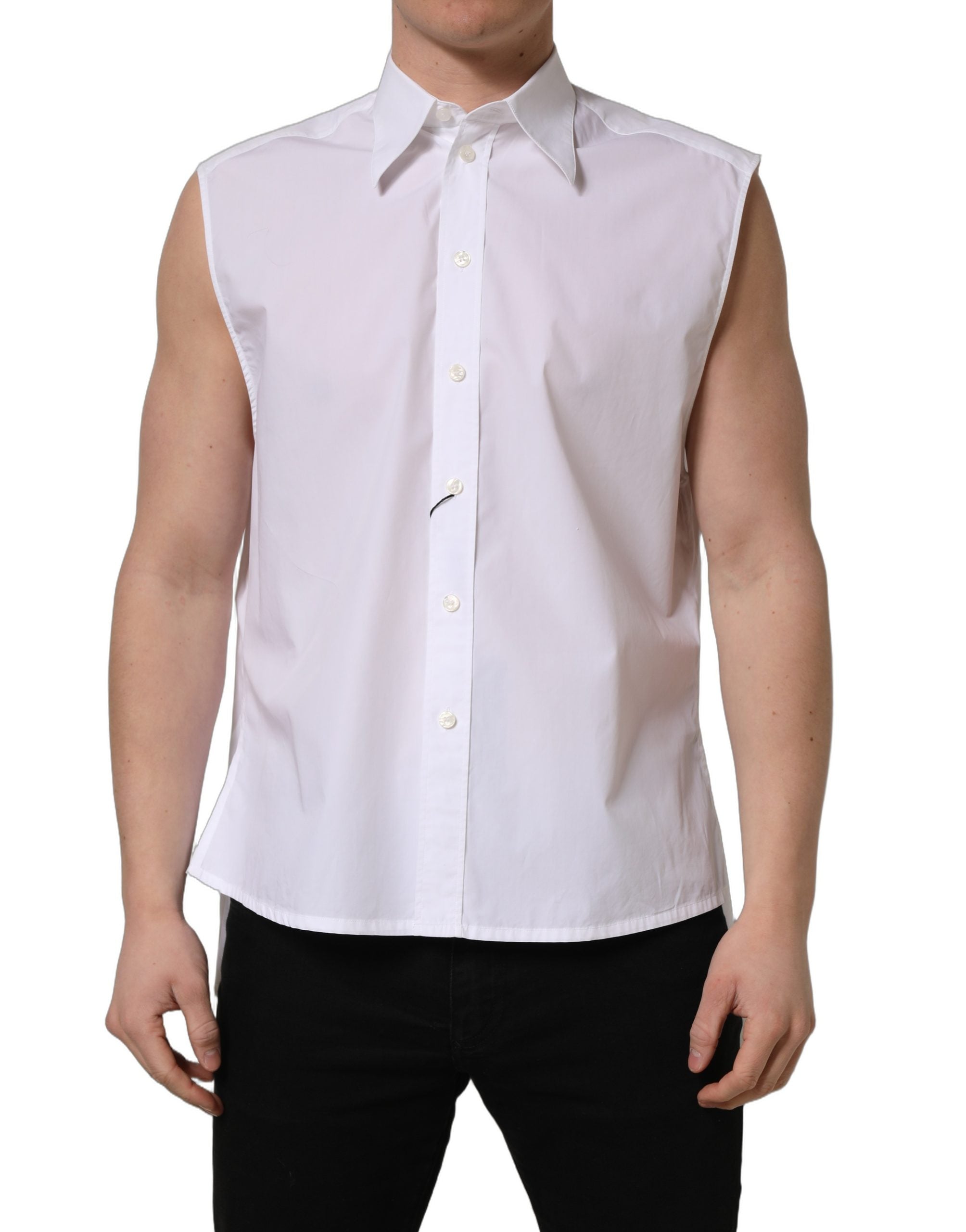 Dolce & Gabbana Sleeveless Cotton Dress Shirt - Timeless Elegance