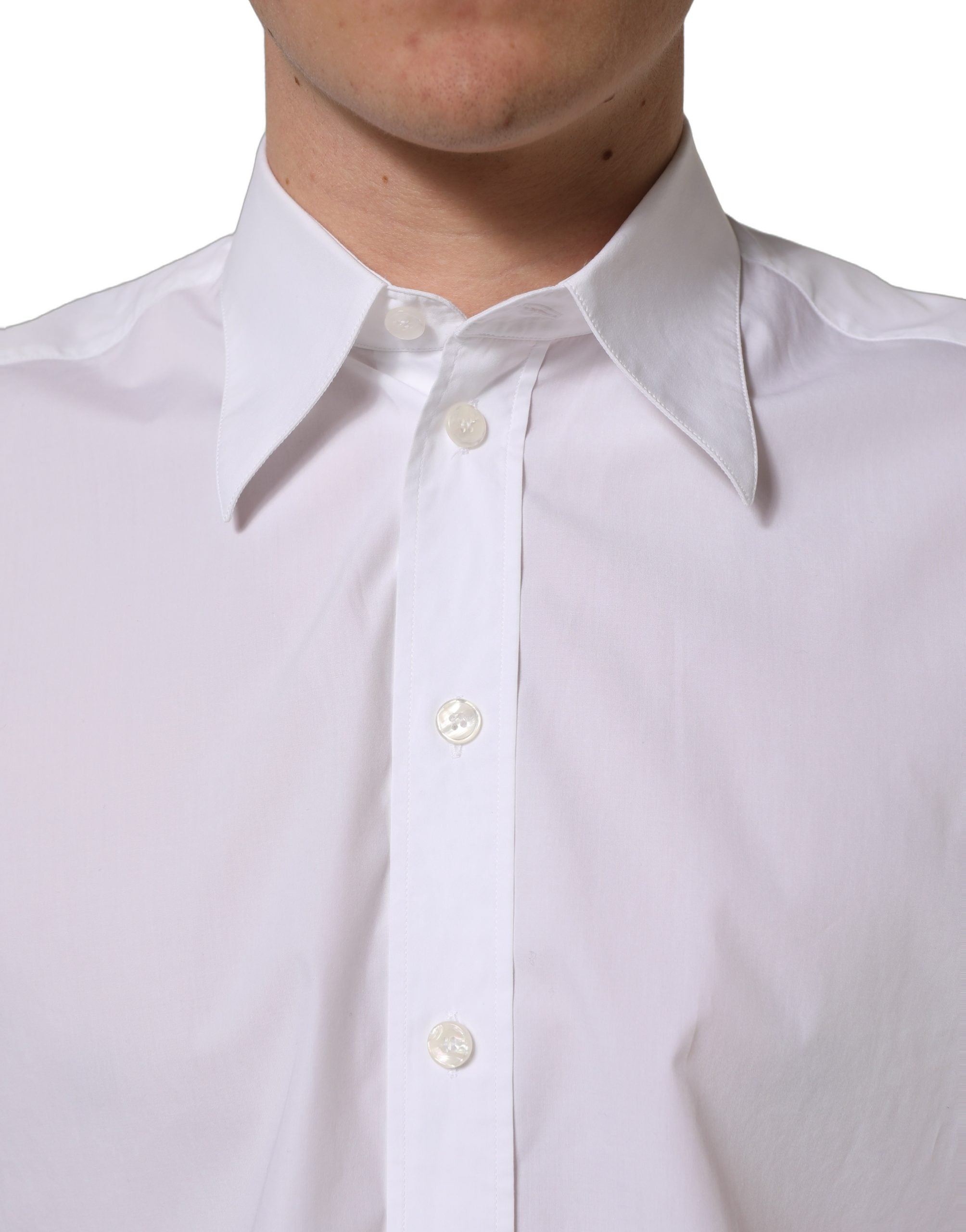 Dolce & Gabbana White Cotton Sleeveless Dress Shirt - Luxury Elegance
