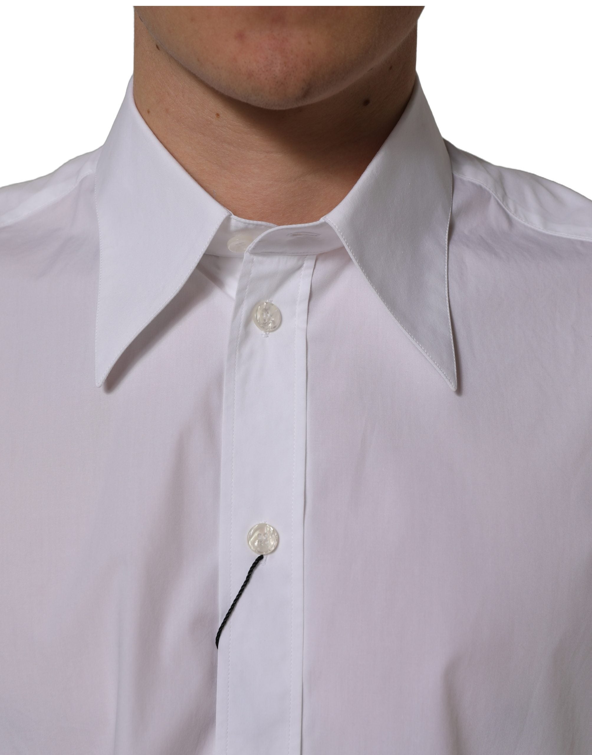 Dolce & Gabbana White Cotton Sleeveless Dress Shirt - Timeless Elegance