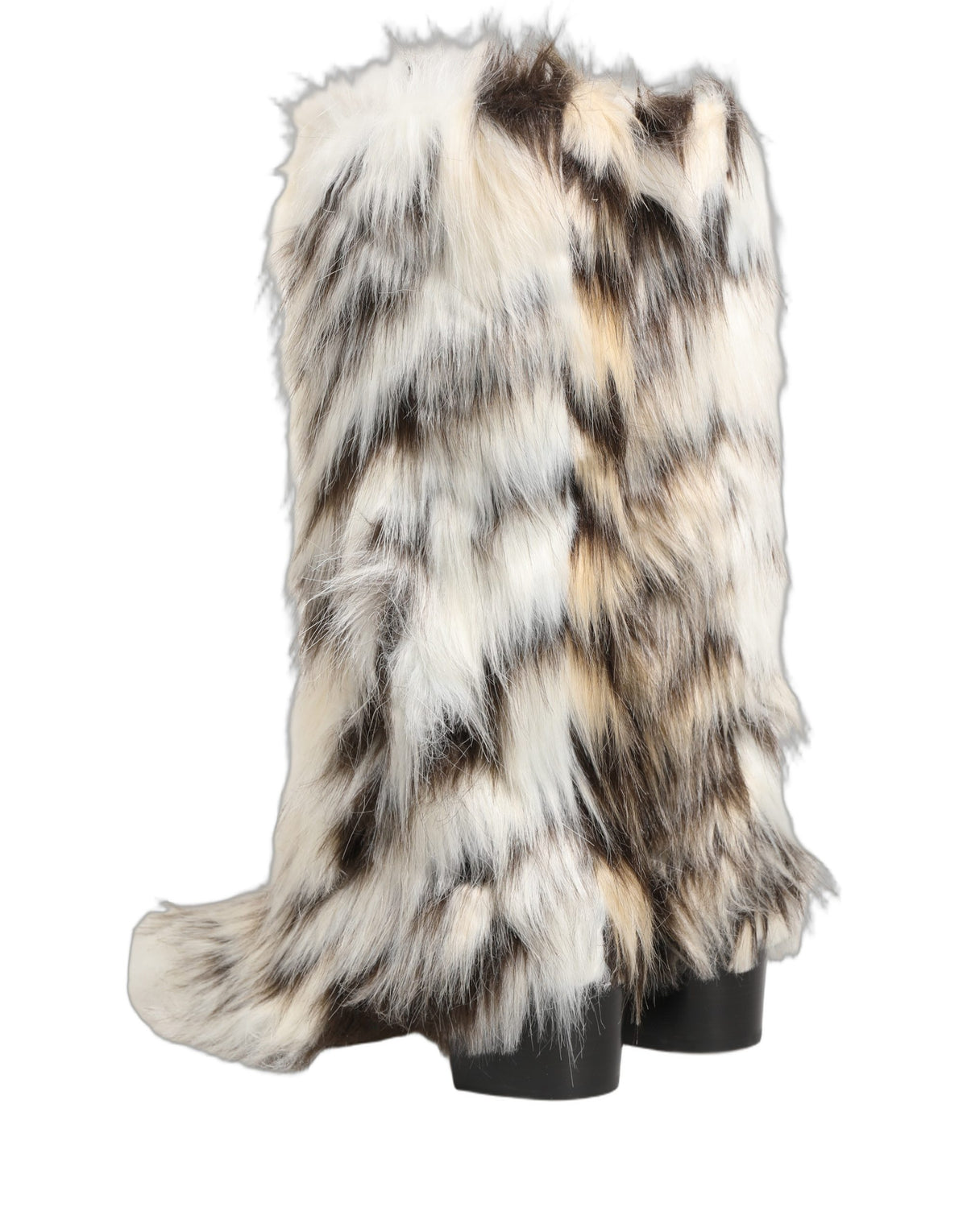 Dolce & Gabbana Multicolor Knee High Faux Fur Boots - Luxury Elegance