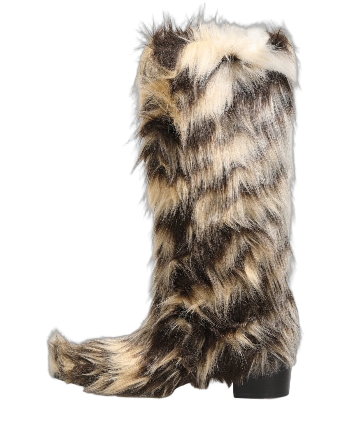 Dolce & Gabbana Multicolor Knee High Faux Fur Boots - Luxury Elegance