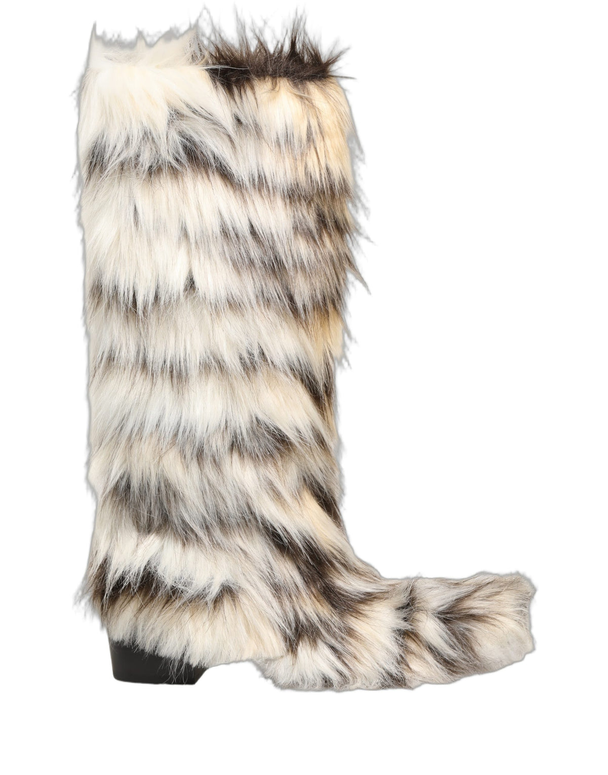 Dolce & Gabbana Multicolor Knee High Faux Fur Boots - Luxury Elegance