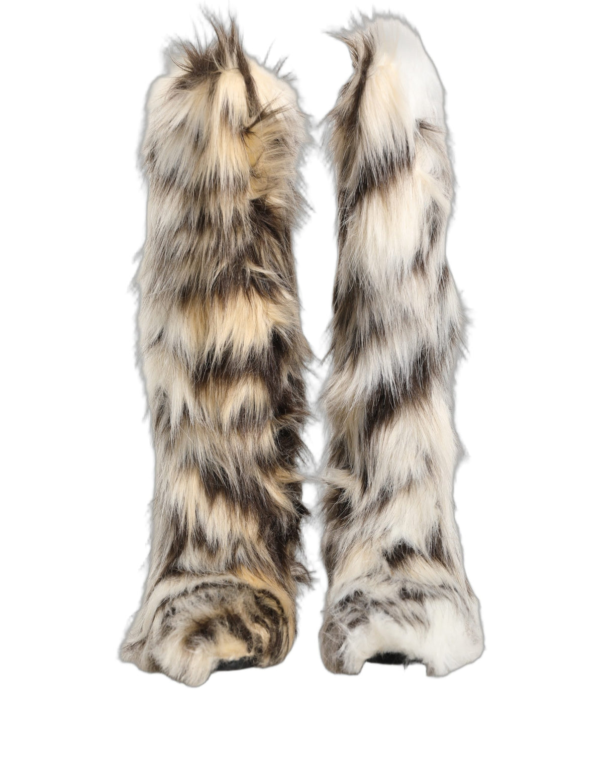 Dolce & Gabbana Multicolor Knee High Faux Fur Boots - Luxury Fashion