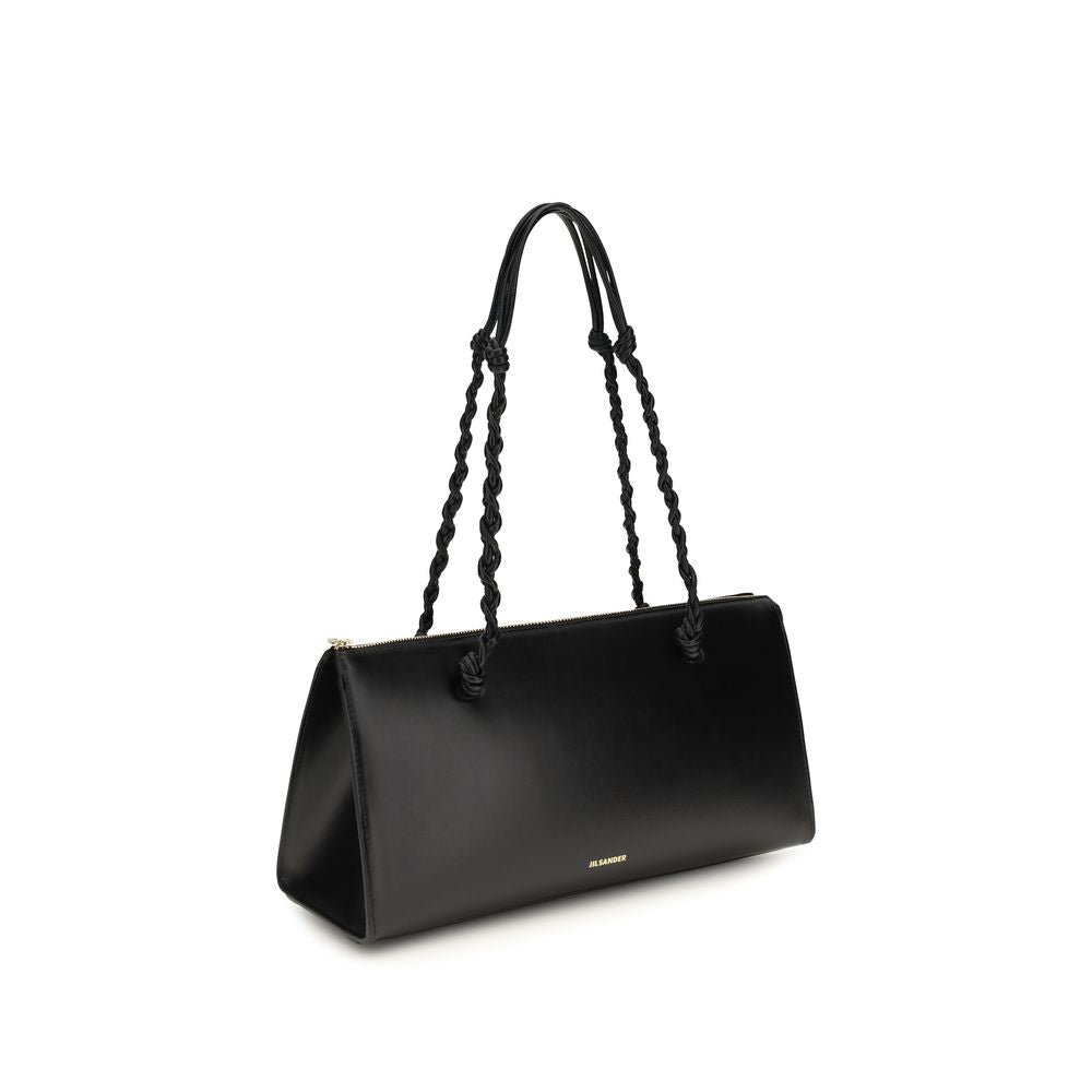 Elevate your style with the Jil Sander Black Calf Leather Bos Taurus Handbag, a masterpiece of contemporary elegance crafted for the discerning individual.
