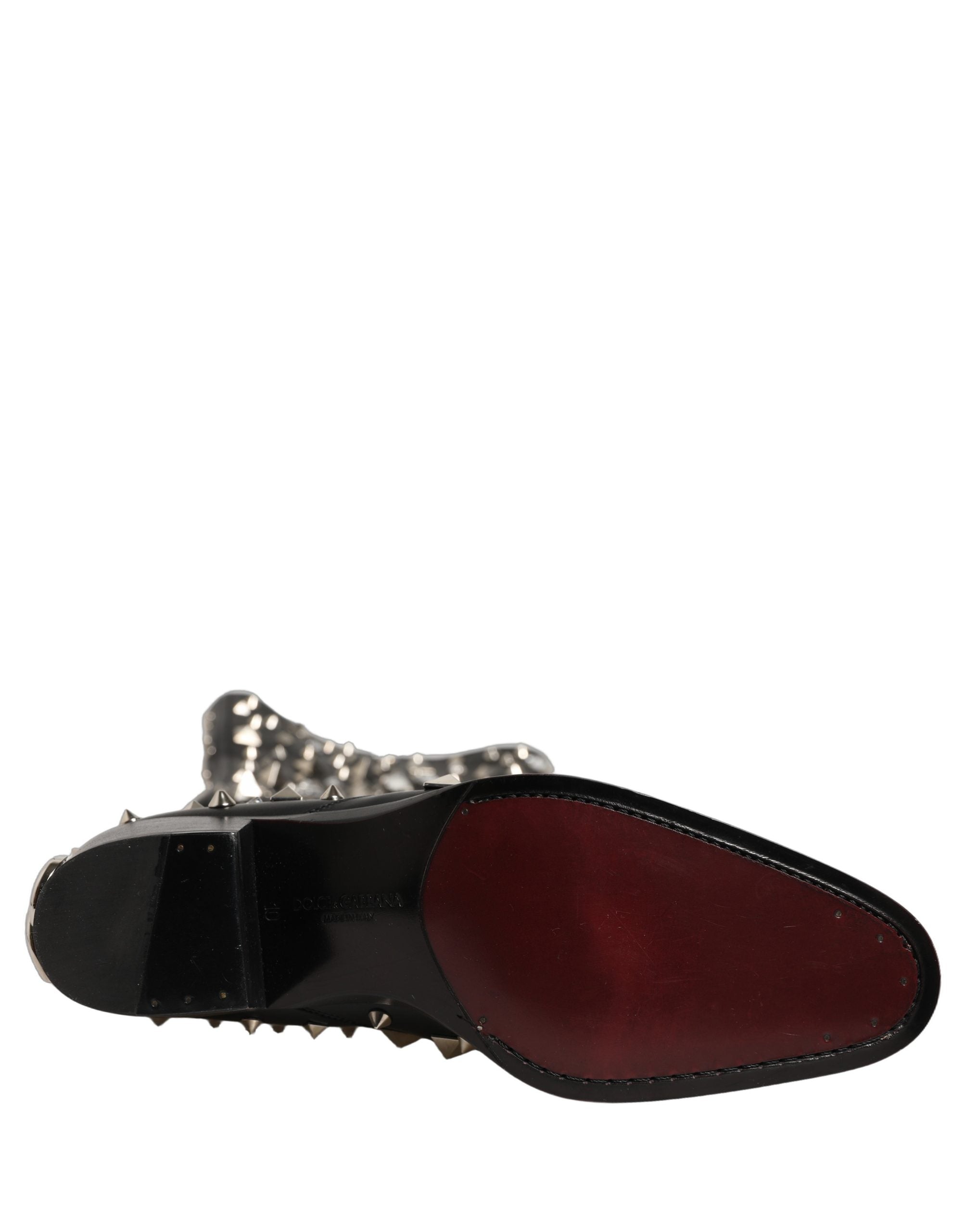 Dolce & Gabbana Black Crystal Embellished High Boots - Luxury Footwear