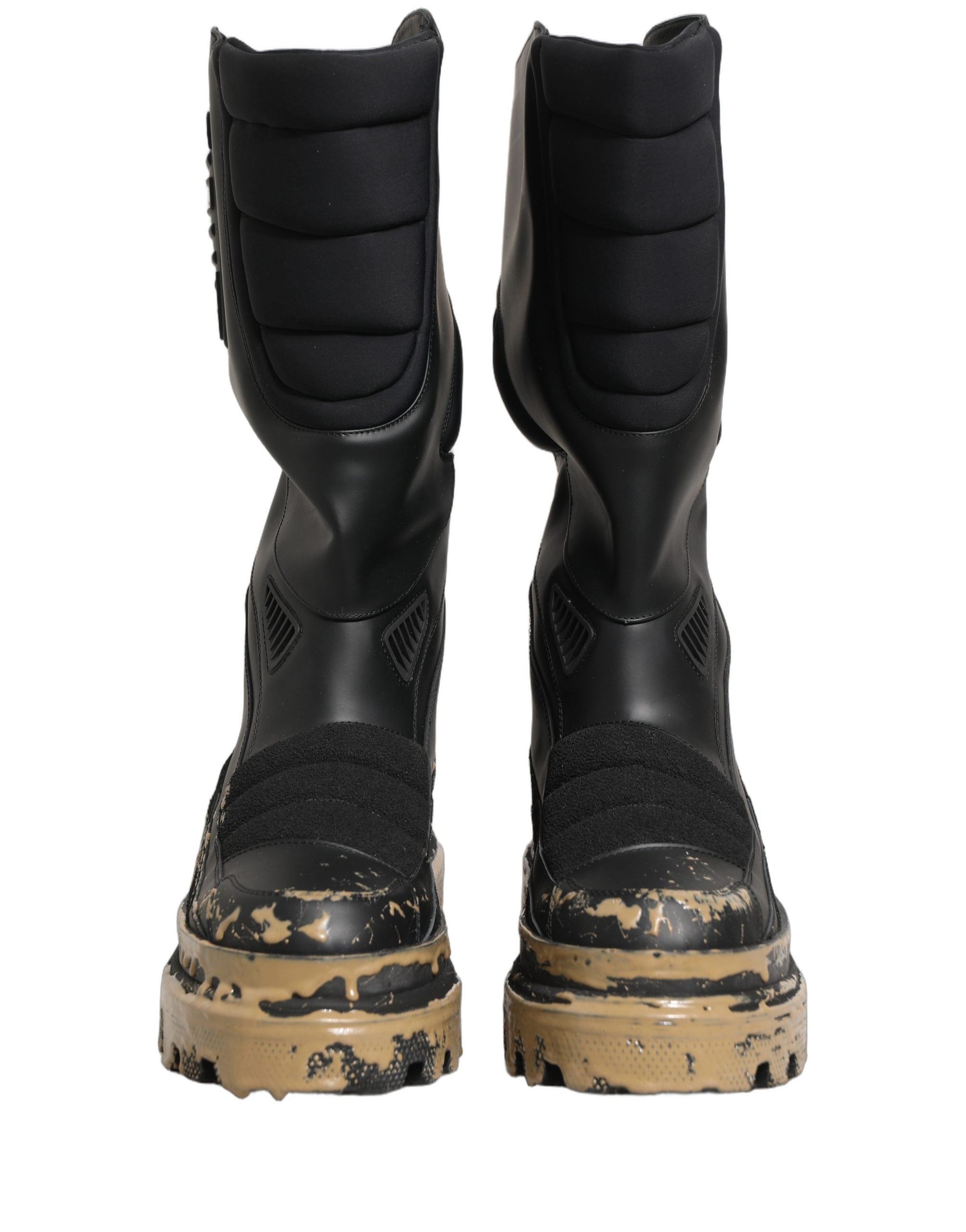 Dolce & Gabbana Black Leather Biker Mid Calf Boots, Timeless Luxury