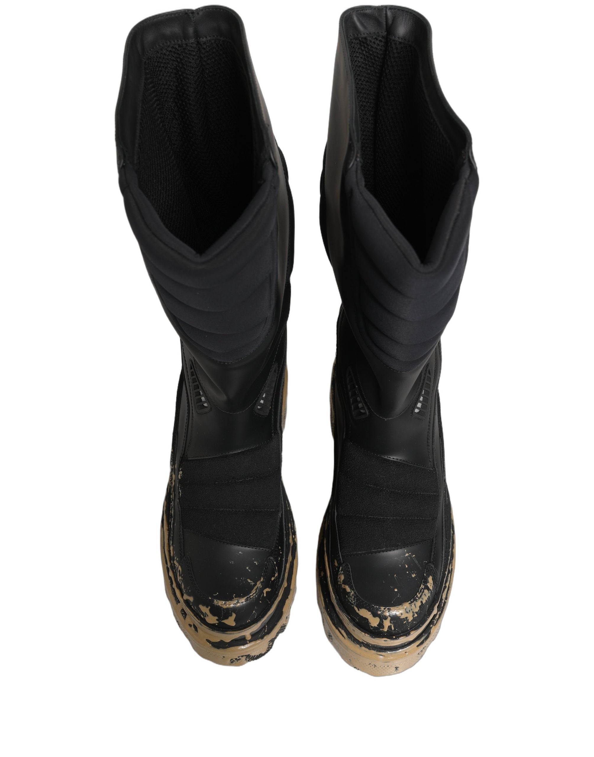 Dolce & Gabbana Black Leather Biker Mid Calf Boots - Luxury Redefined