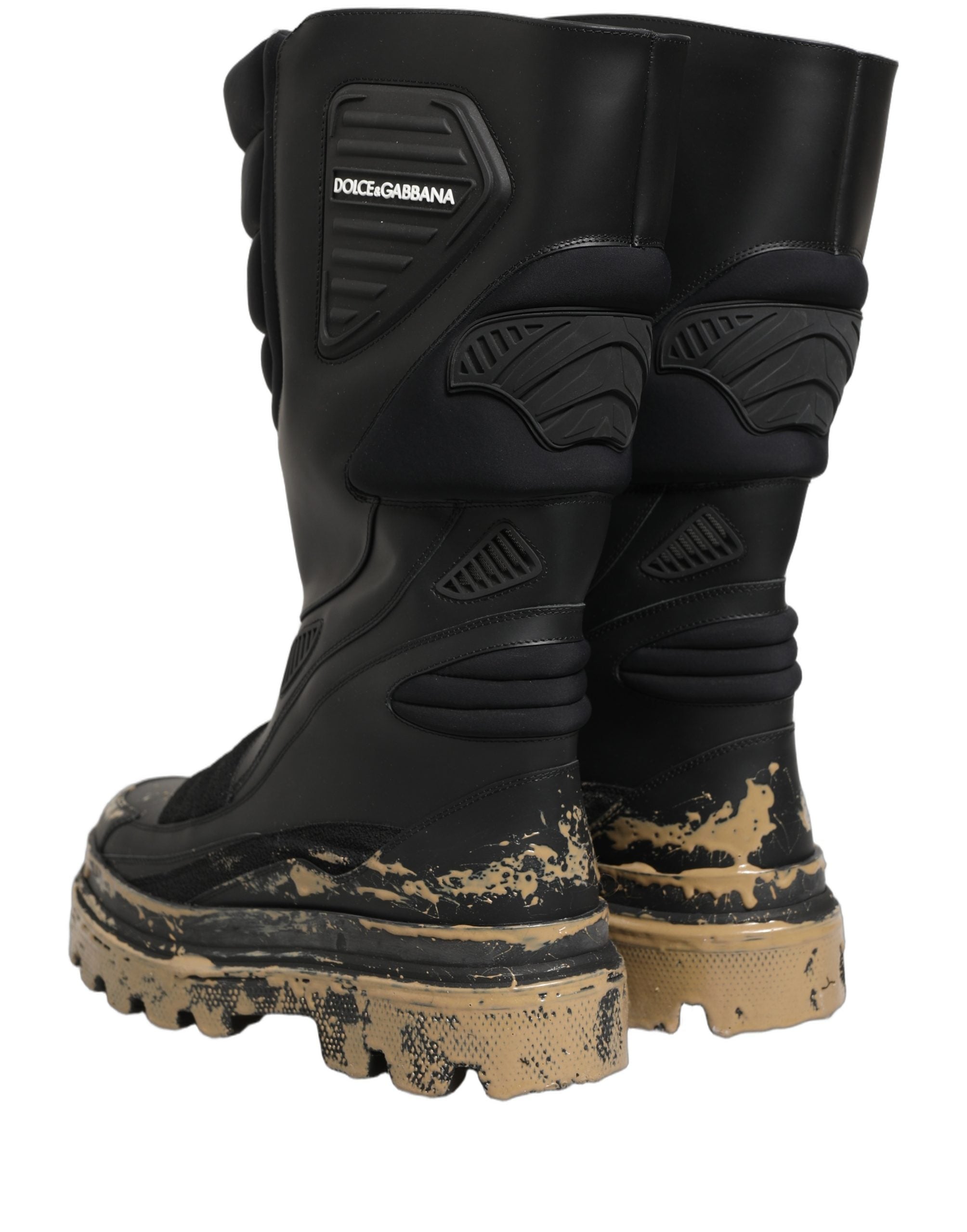 Dolce & Gabbana Black Leather Biker Mid Calf Boots - Luxury Redefined