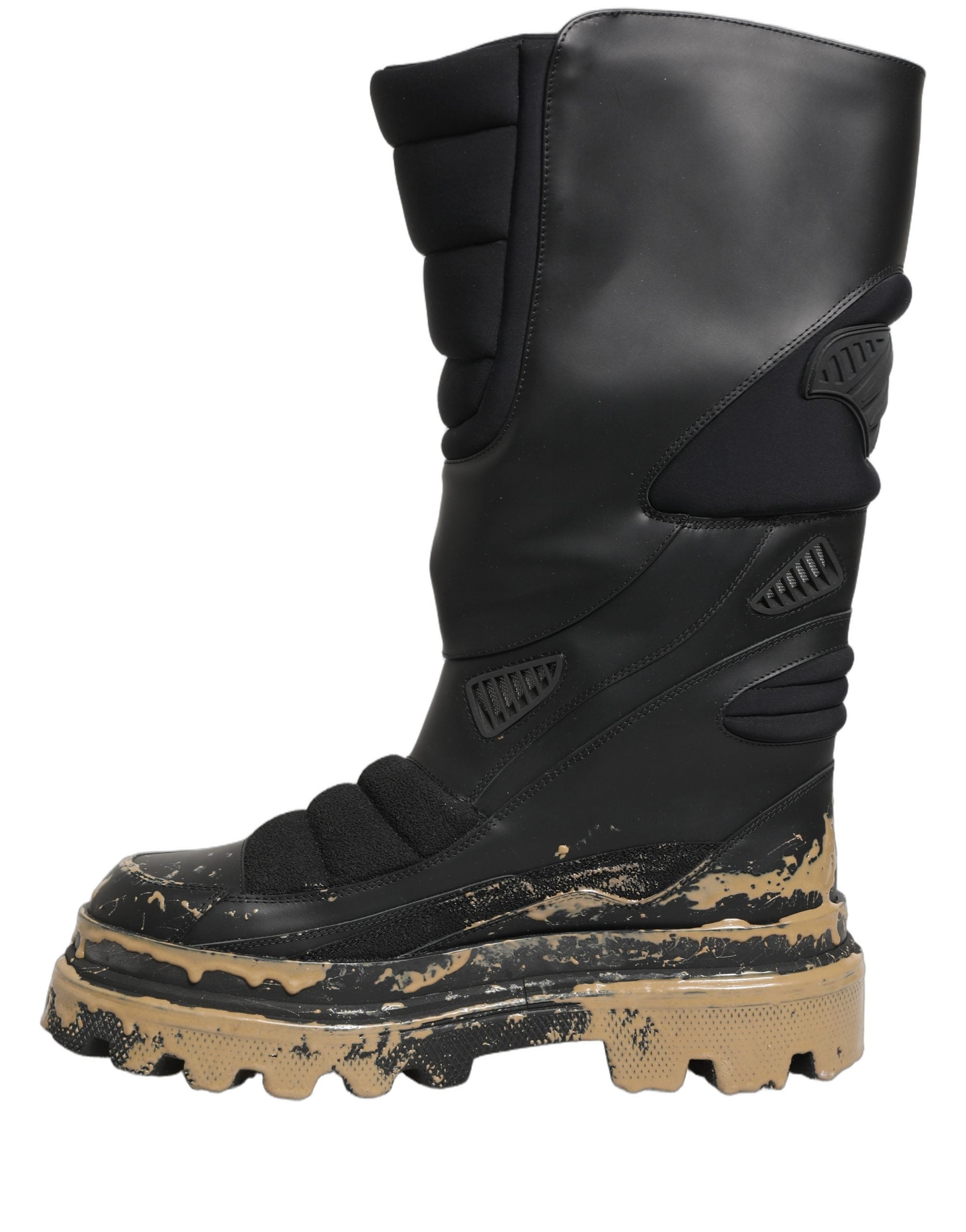 Dolce & Gabbana Black Leather Biker Mid Calf Boots - Luxury Elegance