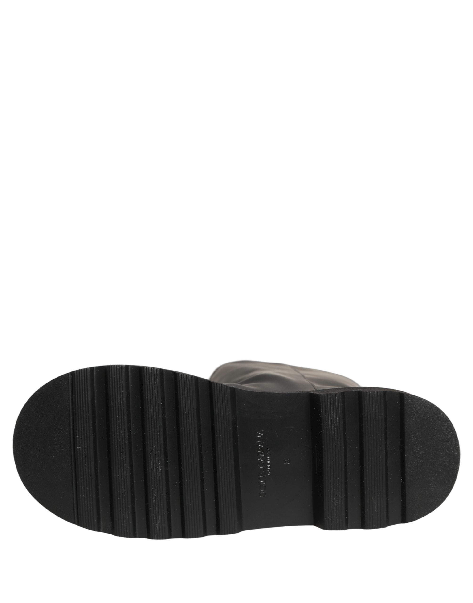 Dolce & Gabbana Black Leather Mid Calf Boots - Luxury Redefined