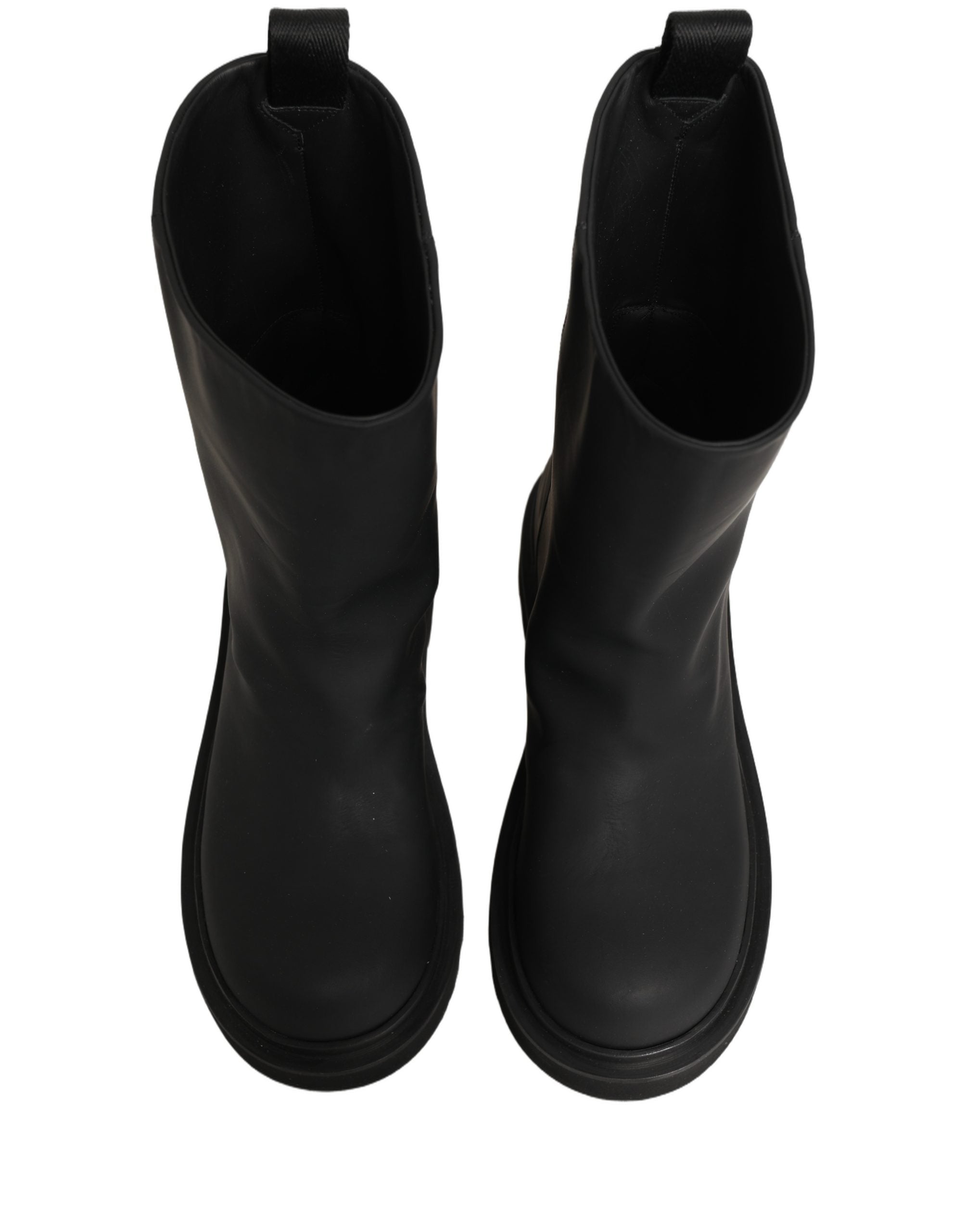 Dolce & Gabbana Black Leather Mid Calf Boots - Timeless Luxury